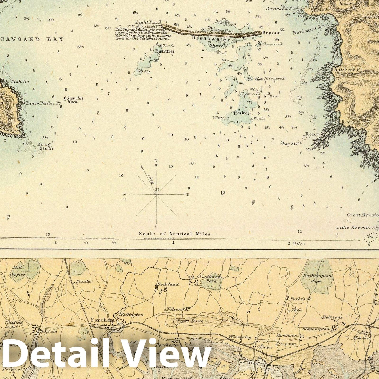 South East Coast of England - Ports and Harbours, 1872 - Historical Map Print