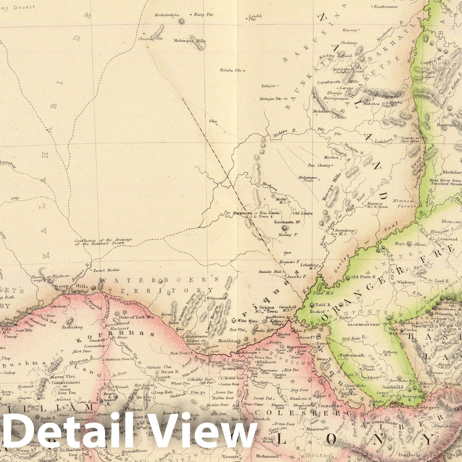 South Africa with Cape Peninsula Inset, 1872 - Historical Map Print