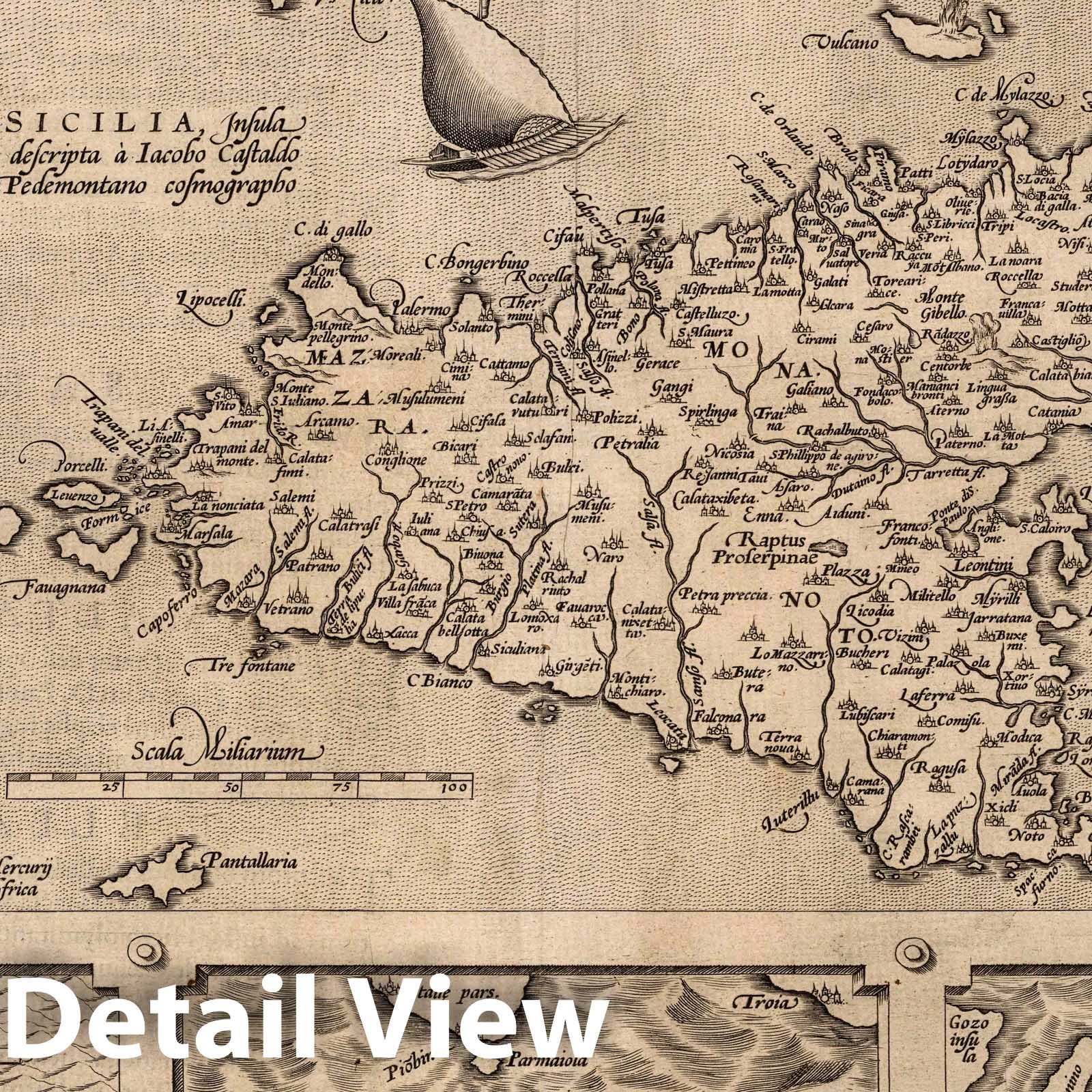 Sardinia, Sicily, Corfu, Zerbi, Elba, Malta, 1570 - Historical Map Print