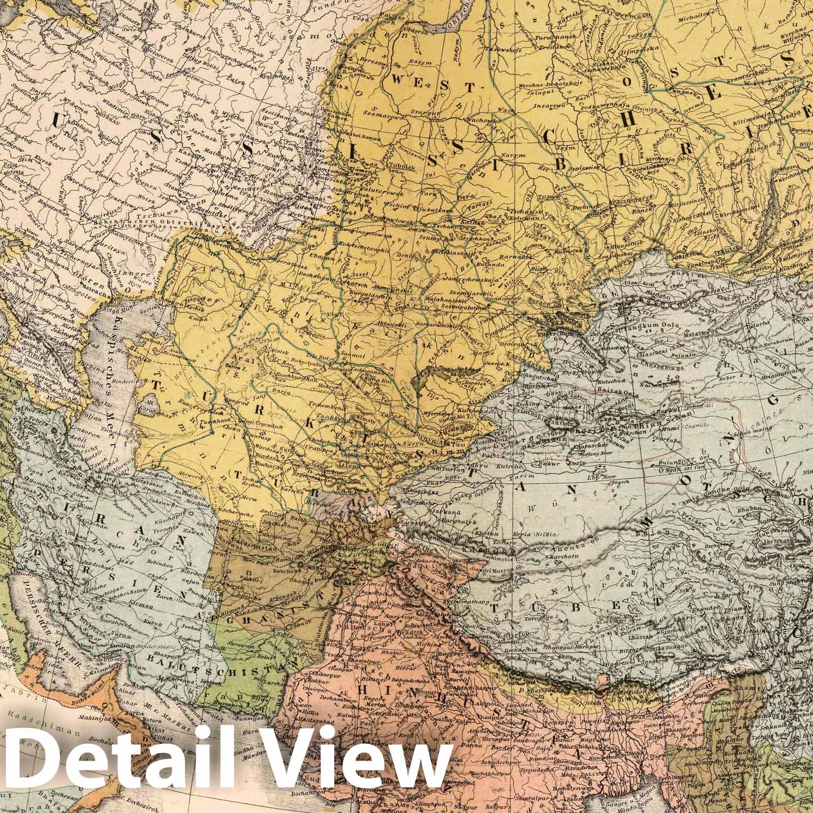 Asia 1886 Historical Map Print - German Hand Atlas