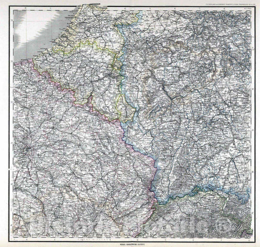 Historic Map : 1875 Northeast France and Belgium. - Vintage Wall Art