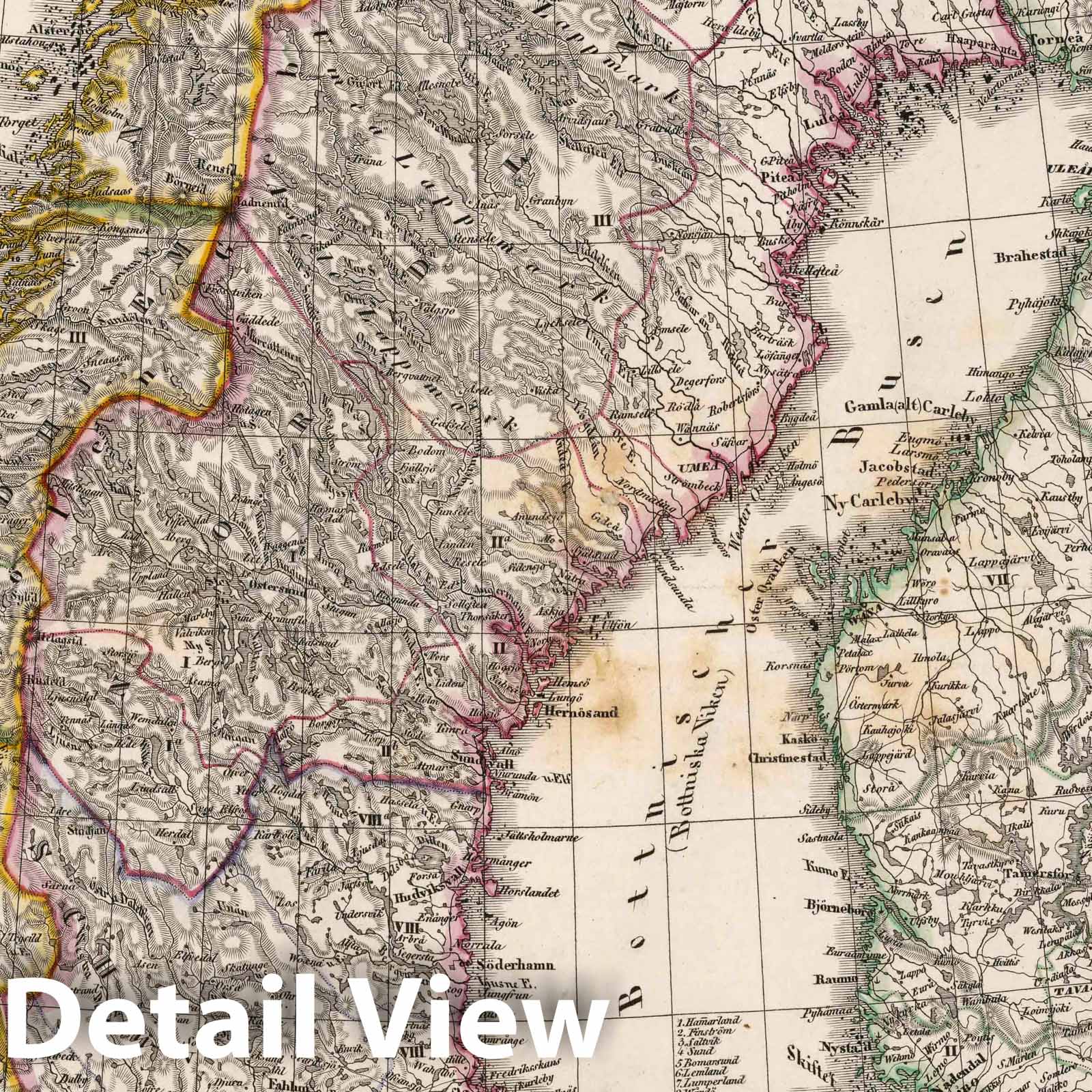 Sweden, Norway and Finland 1847 Historical Map Print