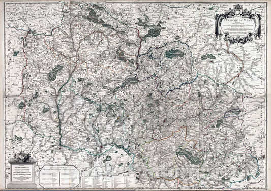 Historic Map : Mans , France 1706 Composite Map: L'Evesche du Mans. , Vintage Wall Art