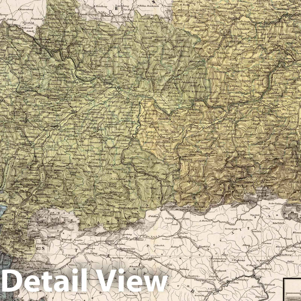 Historic Map : 1879 Lower and Upper Austria or the Duchy of Austria and the Duchy of Salzburg. - Vintage Wall Art