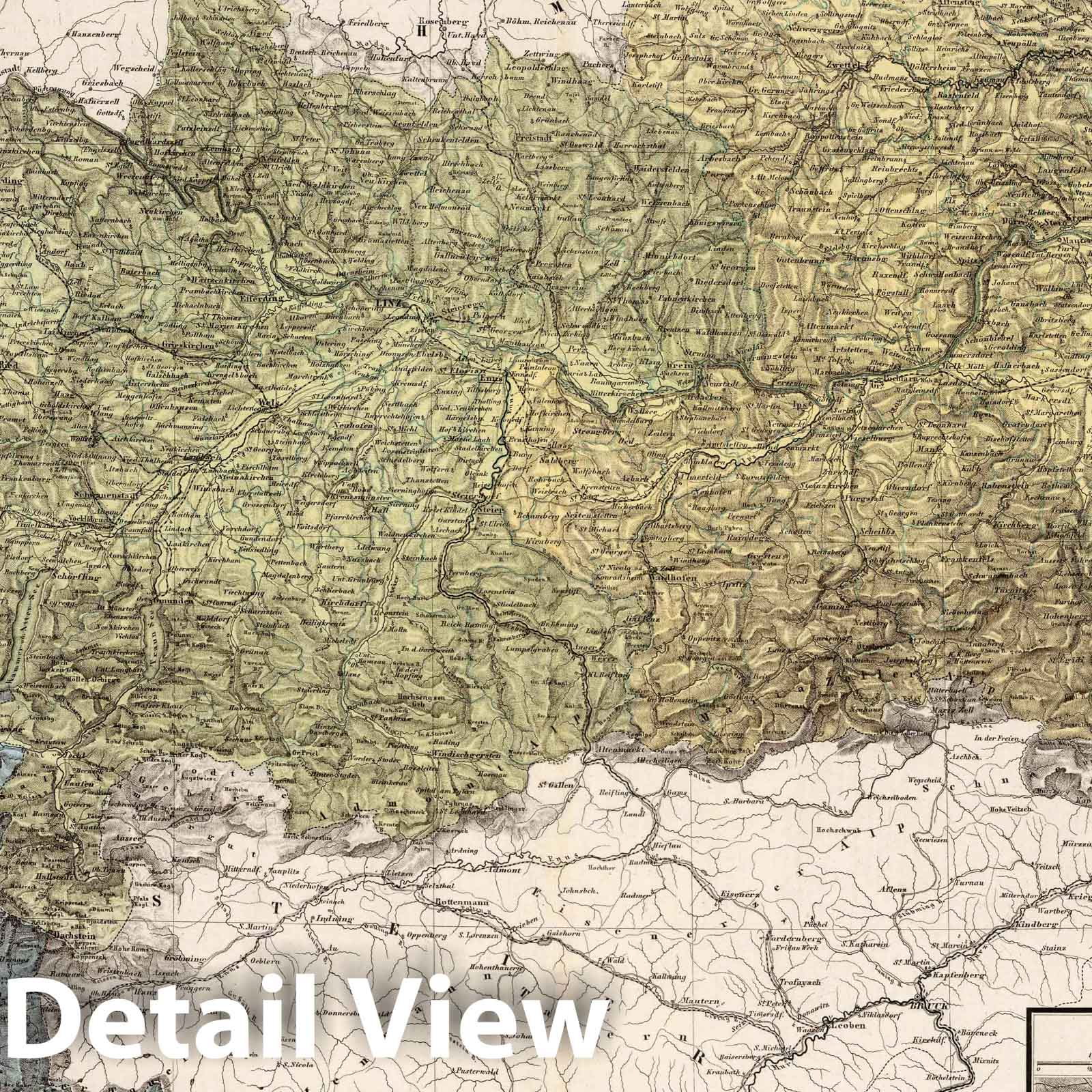 Lower and Upper Austria and Salzburg with Vienna, 1879 - Historical Map Print