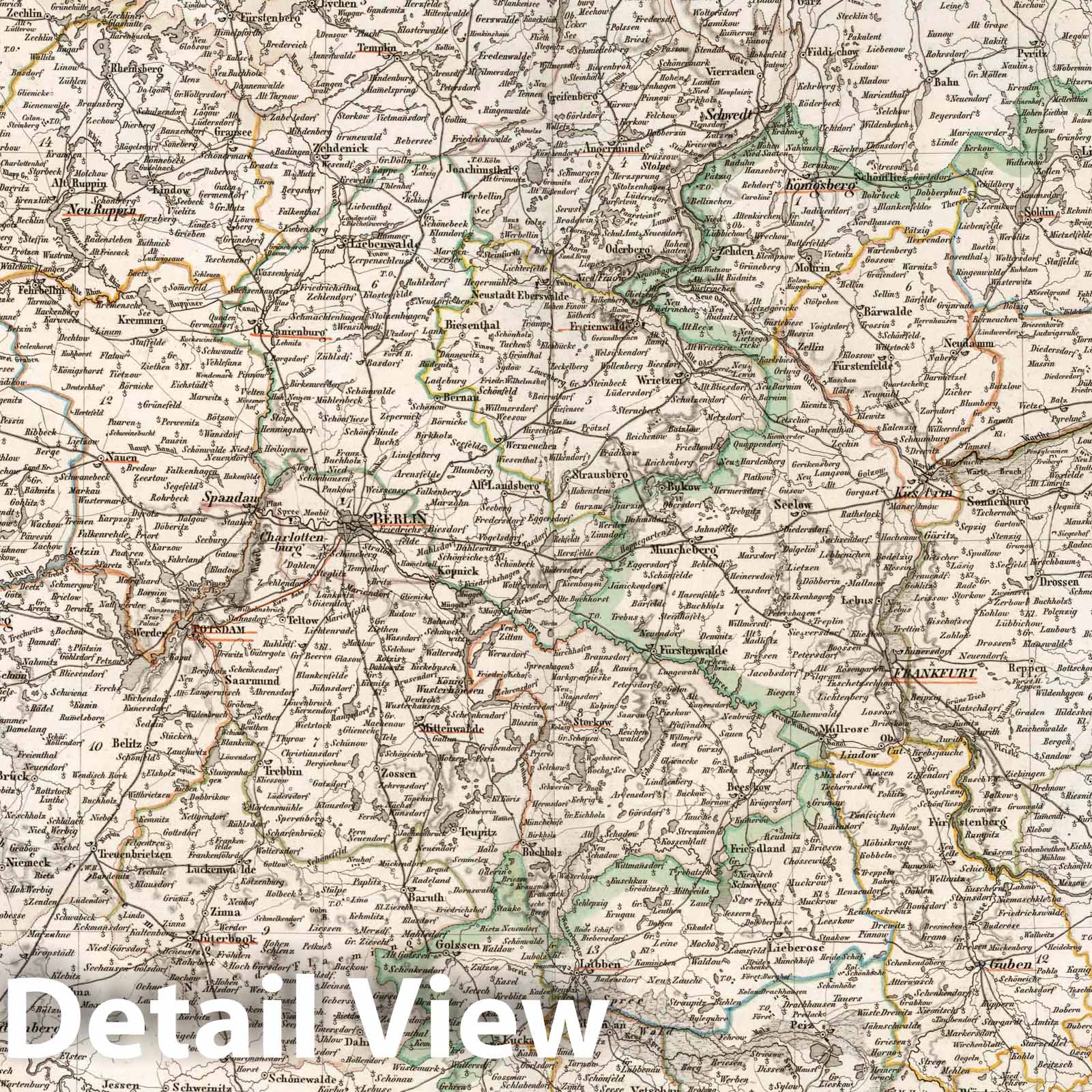 Brandenburg, Germany 1840 Historical Map Print