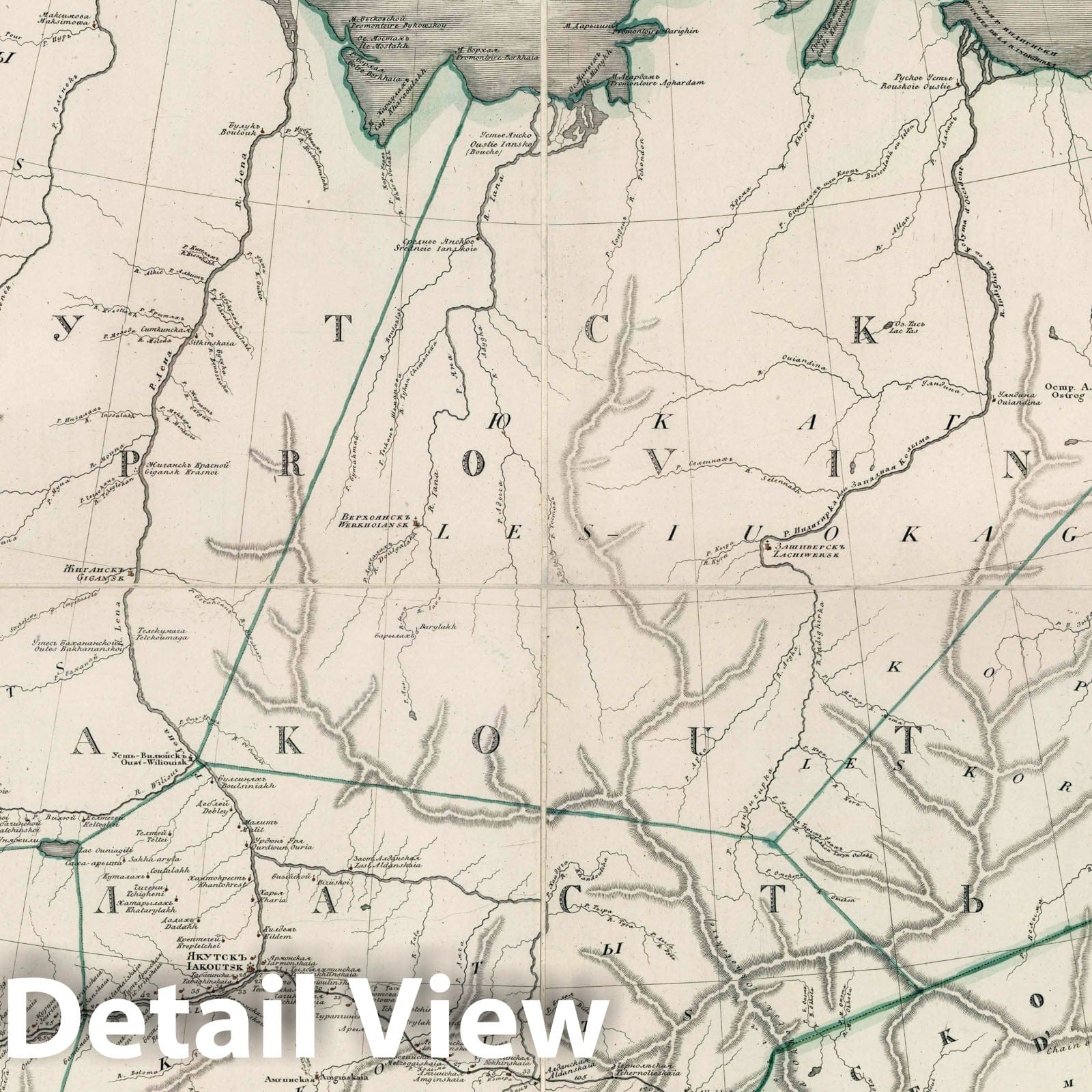Yakutsk Oblast and Okhotsk Region, Siberia - Road Map, 1829