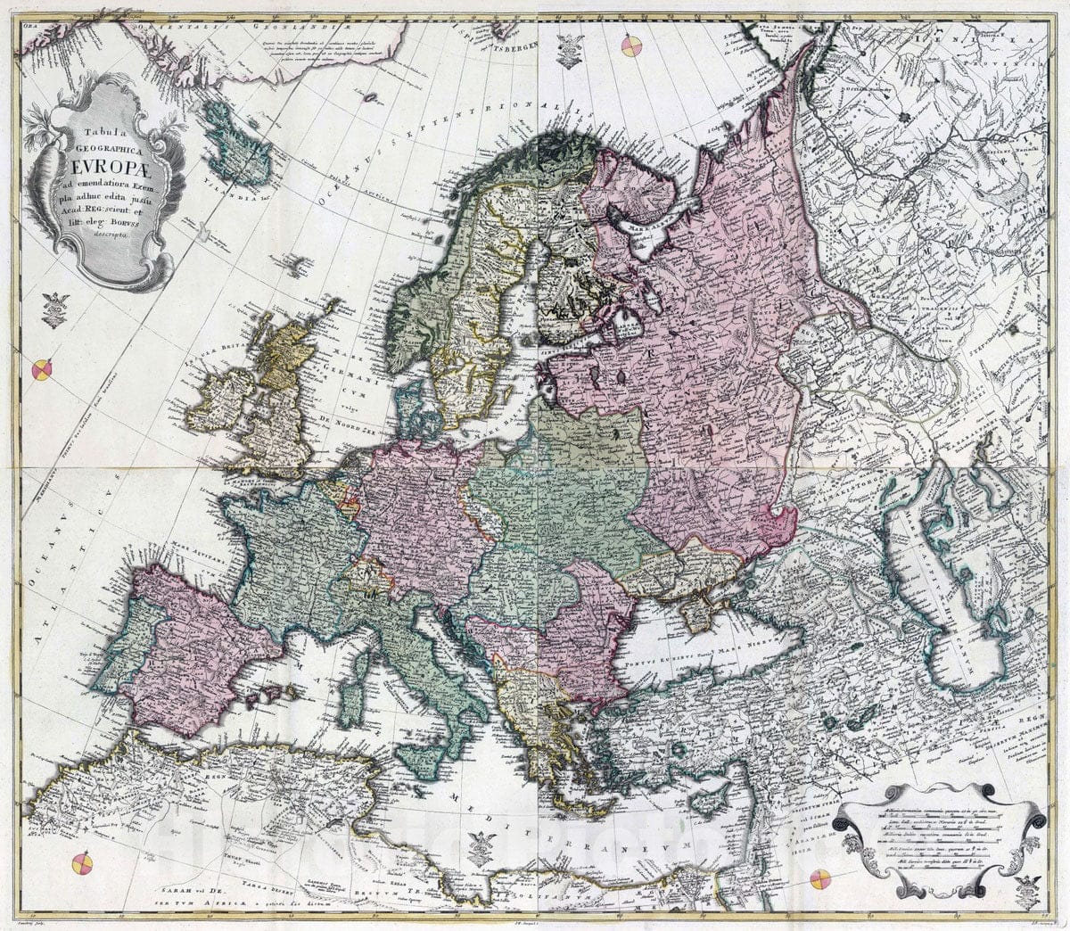 Historic Map : School Atlas - 1753 Composite: Tabula Geographica Europae - Vintage Wall Art