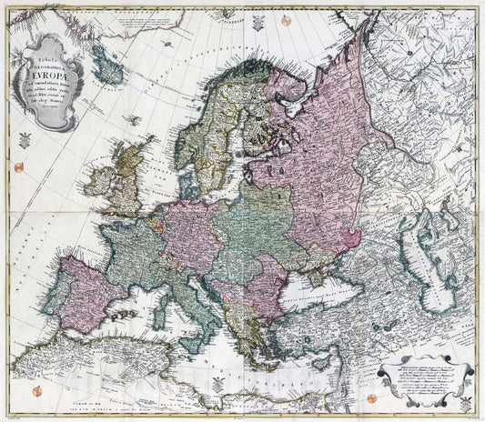 Historic Map : School Atlas - 1753 Composite: Tabula Geographica Europae - Vintage Wall Art