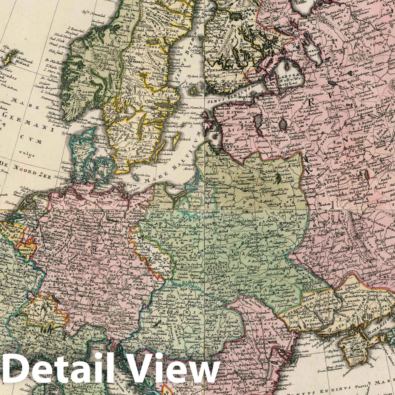 Europe - River Map, 1753 - Historical Map Print