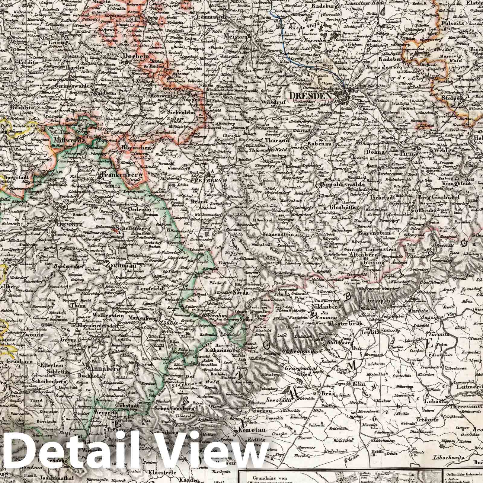 Saxony, Germany 1840 Historical Map Reproduction