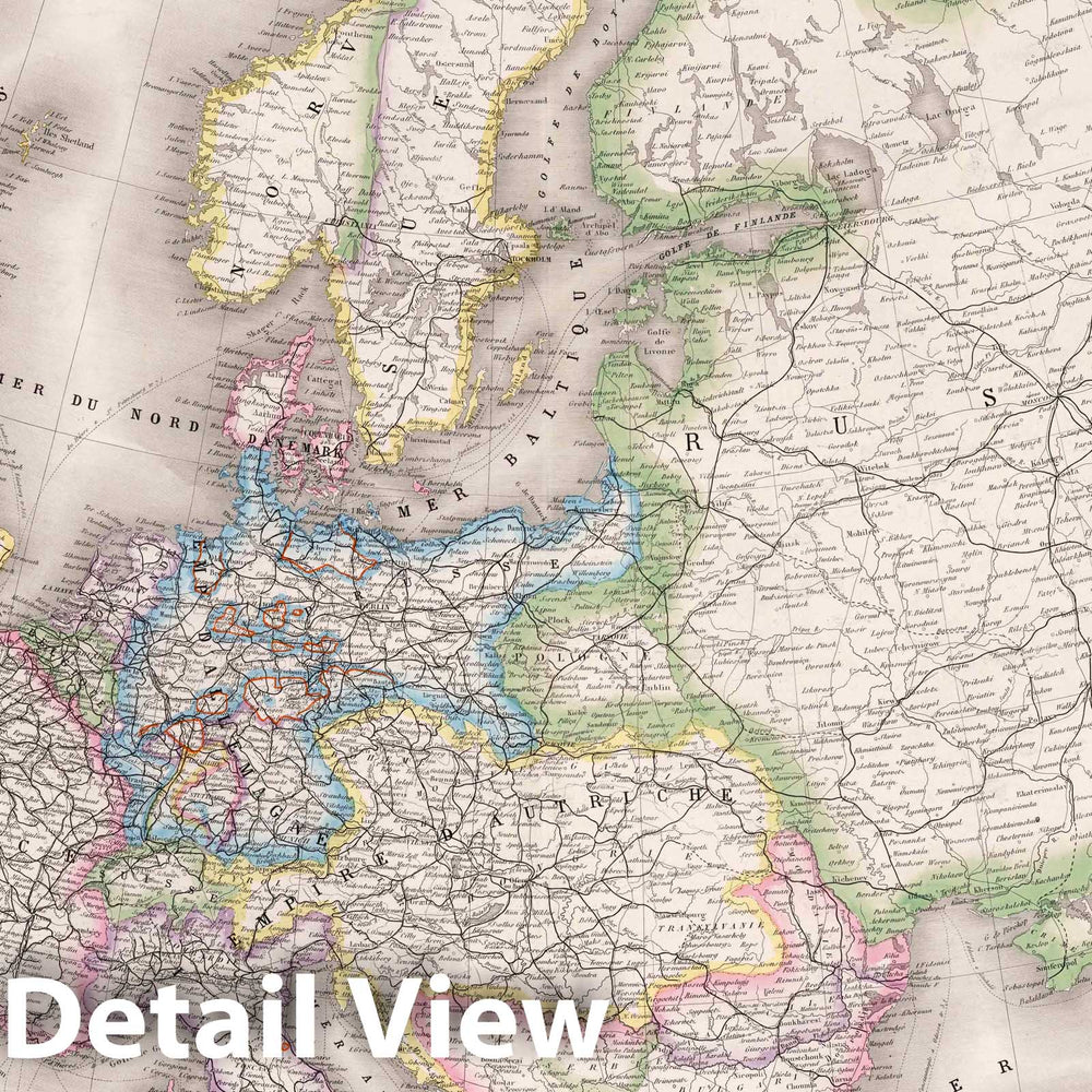 Historic Map : 1876 Carte de Generale de l'Europe. - Vintage Wall Art
