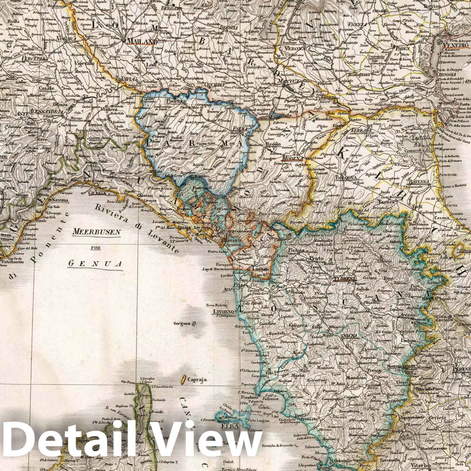 Northern Italy with Rome and Venice Insets, 1841 - Historical Map Print