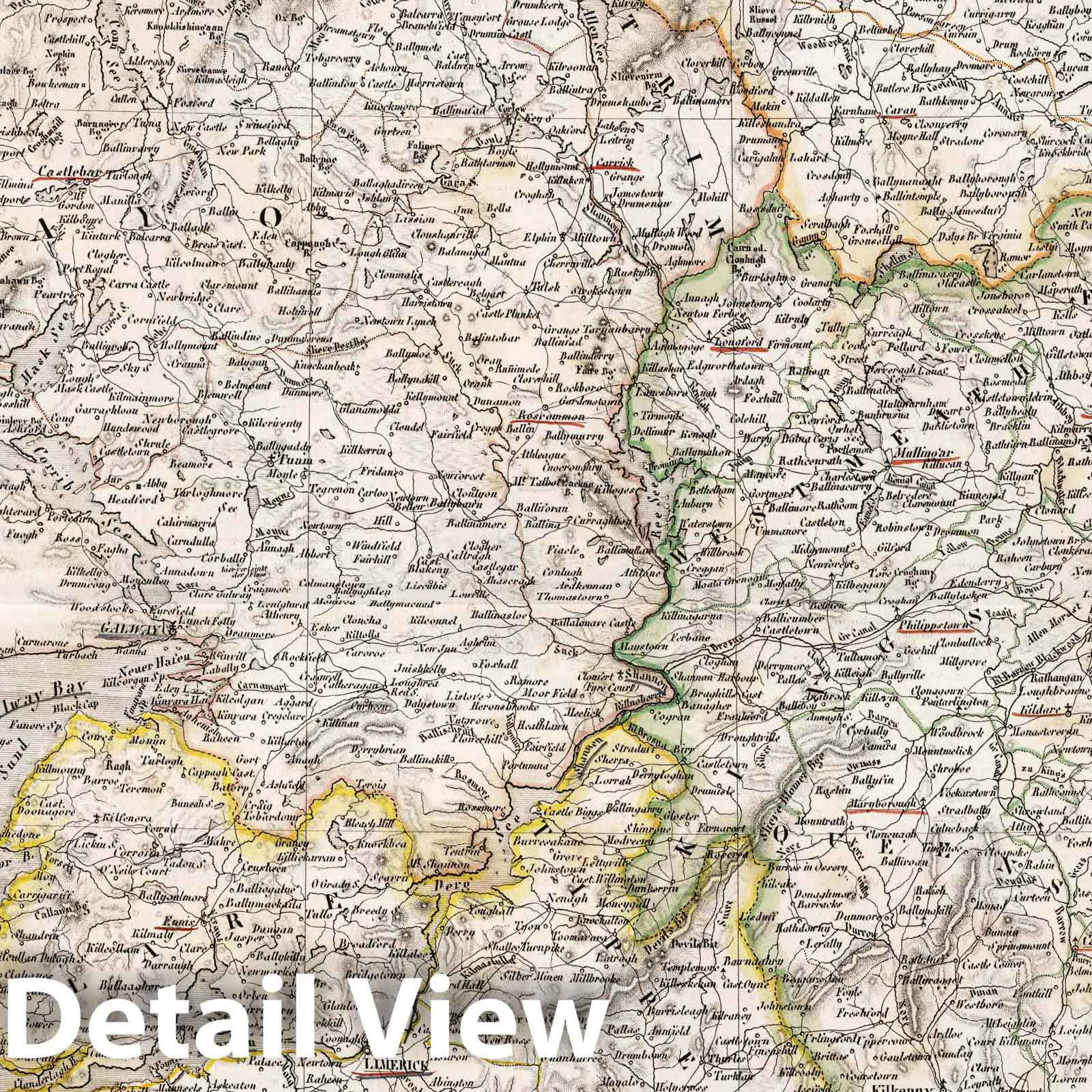 Ireland, 1837 - Historical Map Print from German Hand Atlas