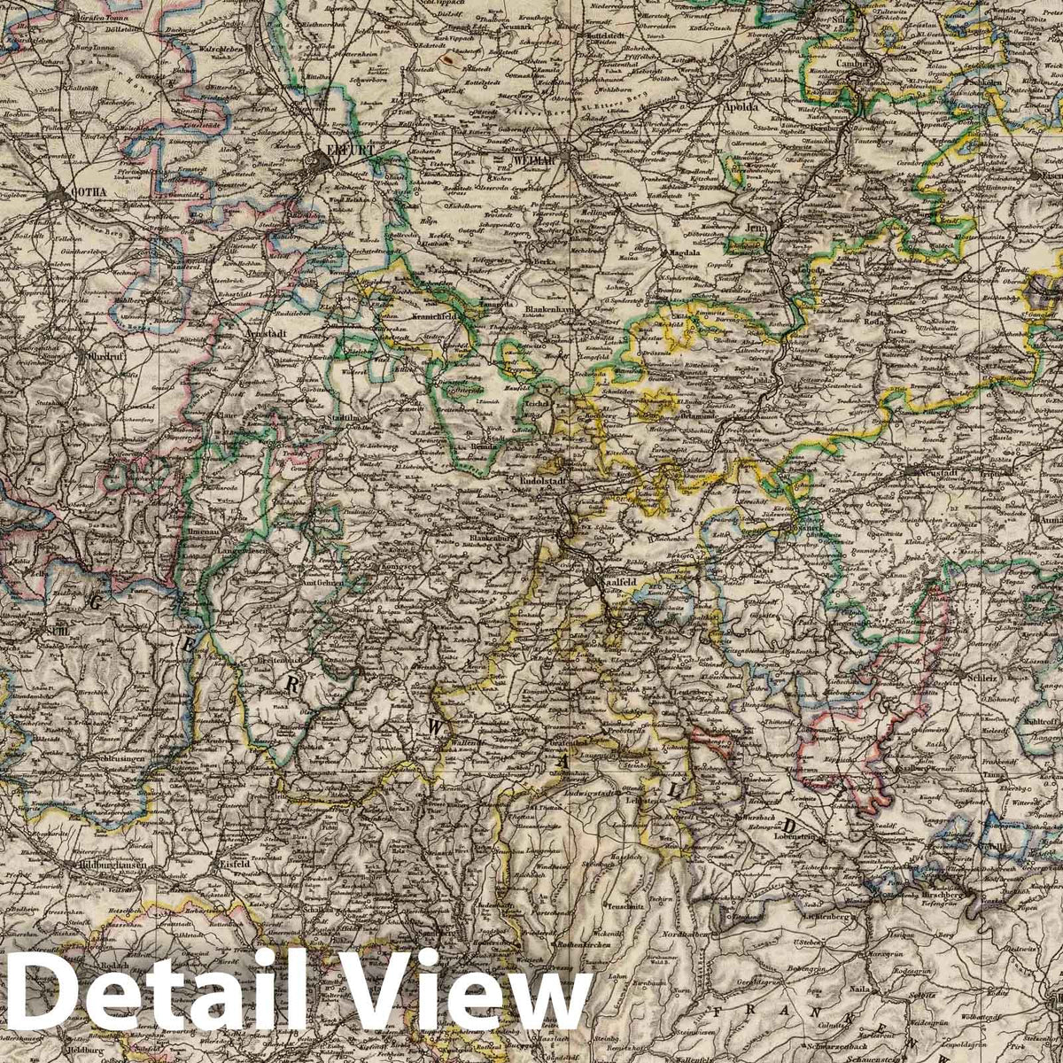 Saxony, Schwarzburg and Reuss, Germany 1875 Historical Map Print