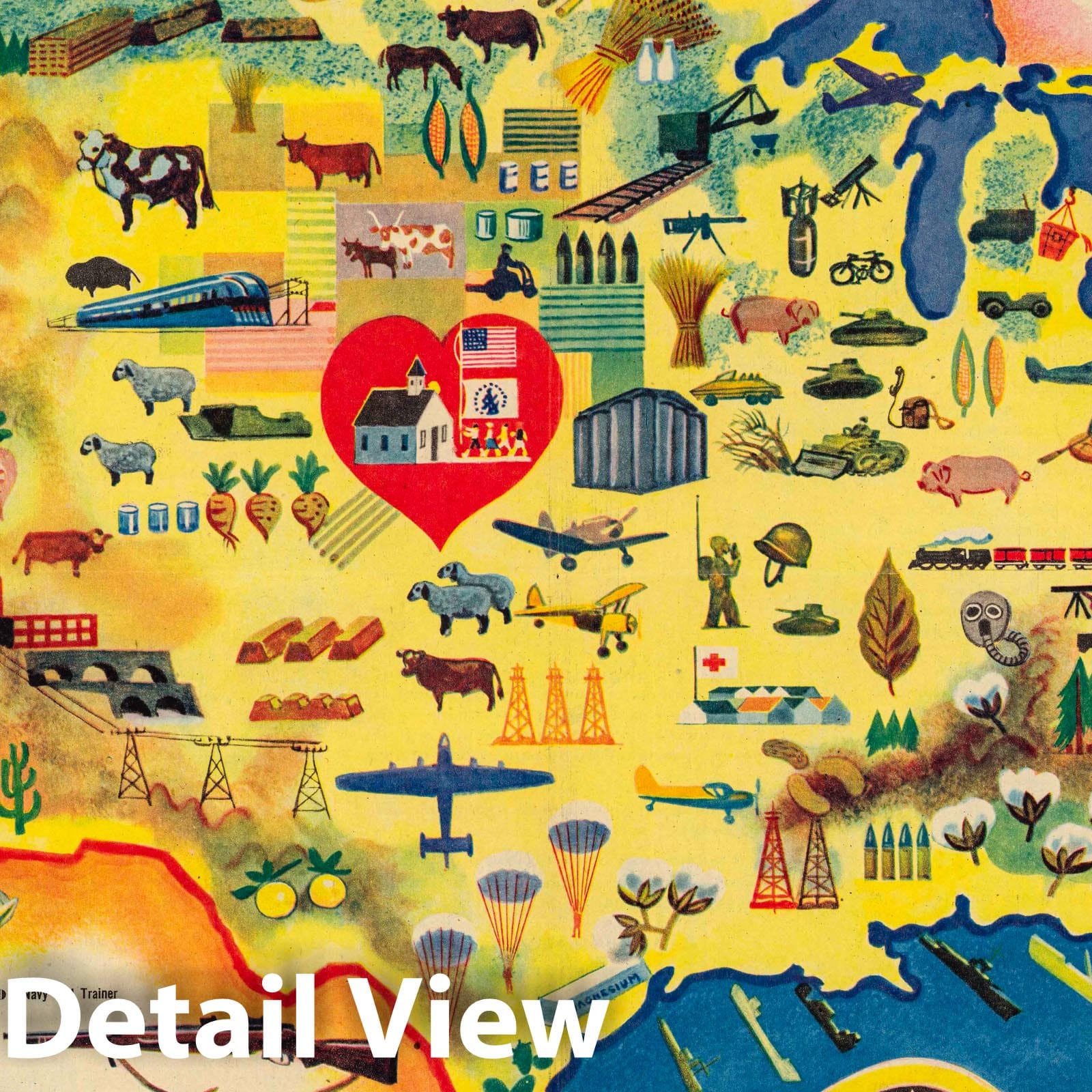 United States - Pictorial Map, 1944 - Historical Map Print
