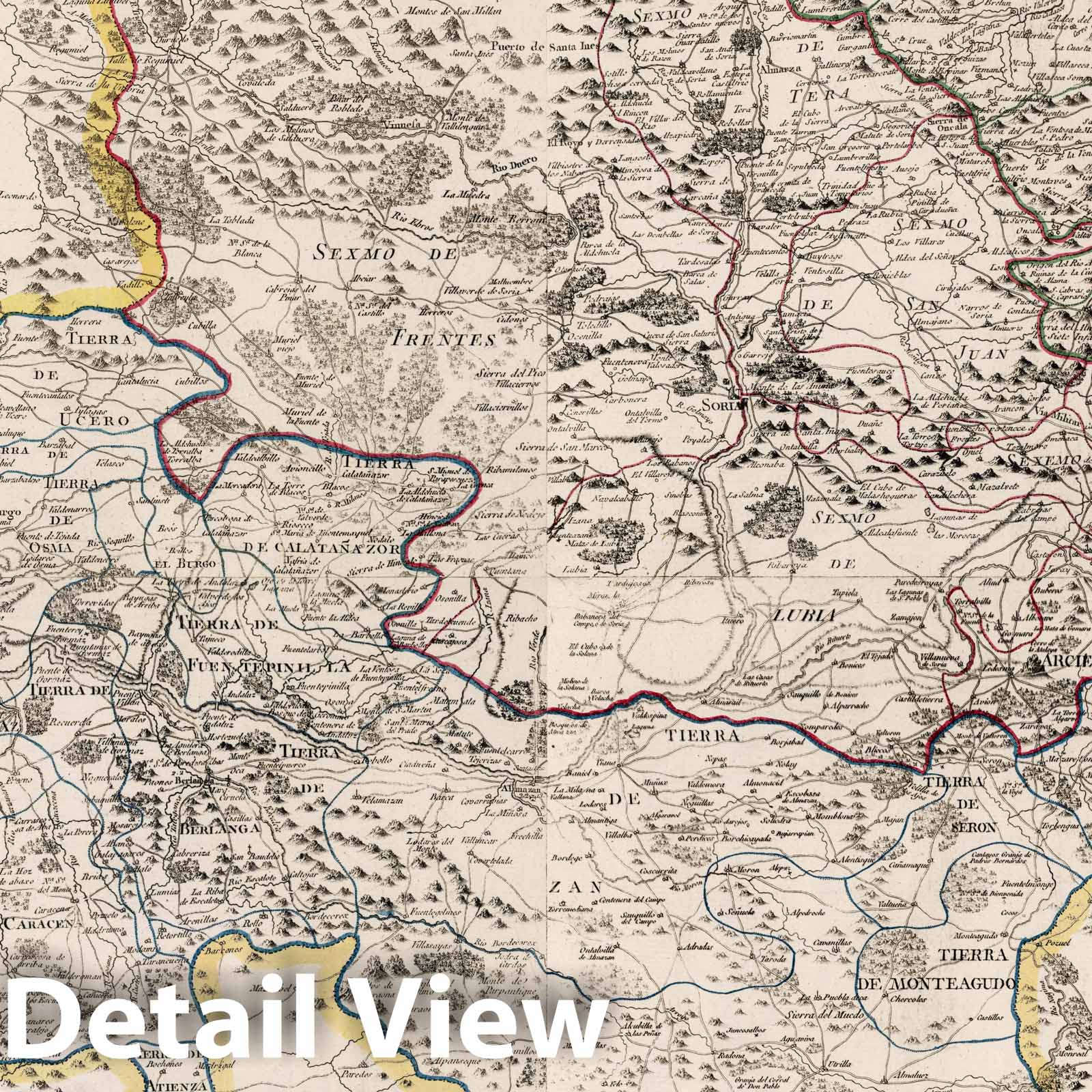 Historic Map : Spain, 1783 Composite map: 15-18. Mapa geografico de la Provincia de Soria , Vintage Wall Art