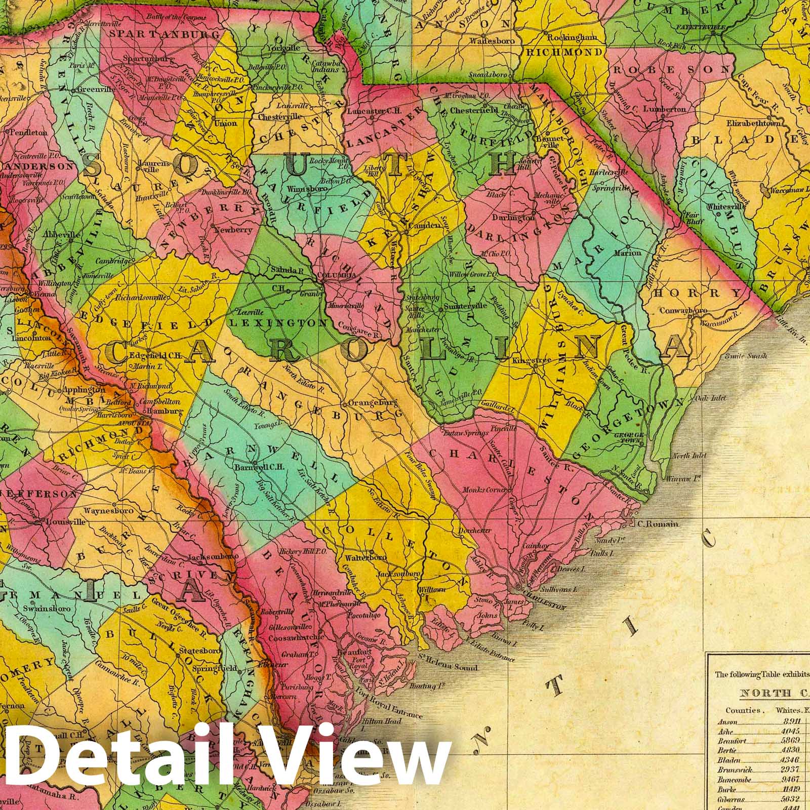 North Carolina, South Carolina, and Georgia, 1831 - Historical Map Print