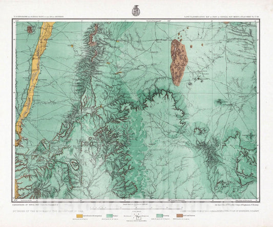 Historic Map : National Atlas - 1878 77D. Land Classification Map Of Part Of Central New Mexico. - Vintage Wall Art