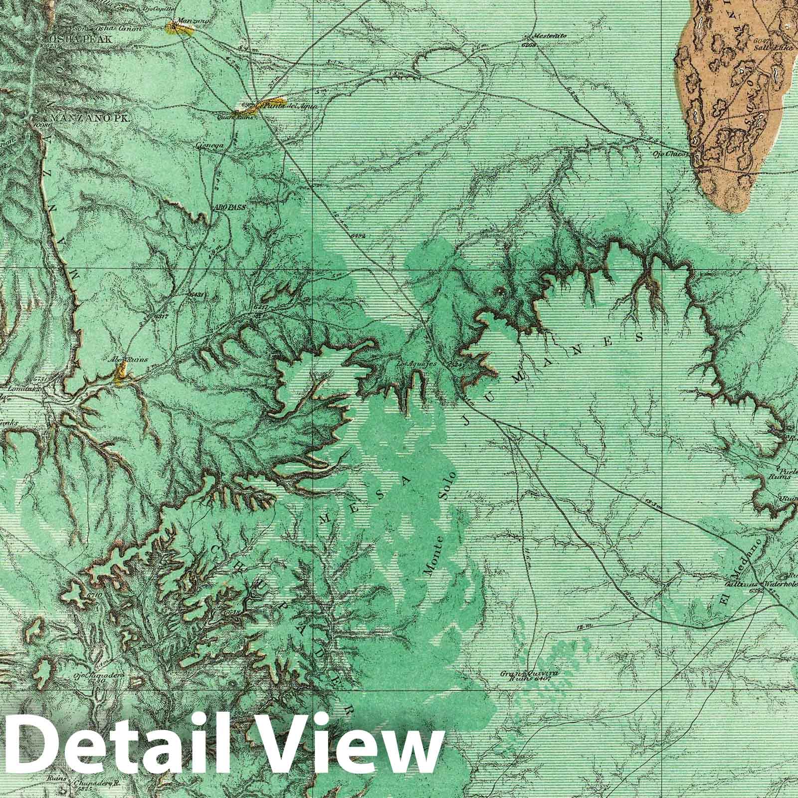 Historic Map : National Atlas - 1878 77D. Land Classification Map Of Part Of Central New Mexico. - Vintage Wall Art