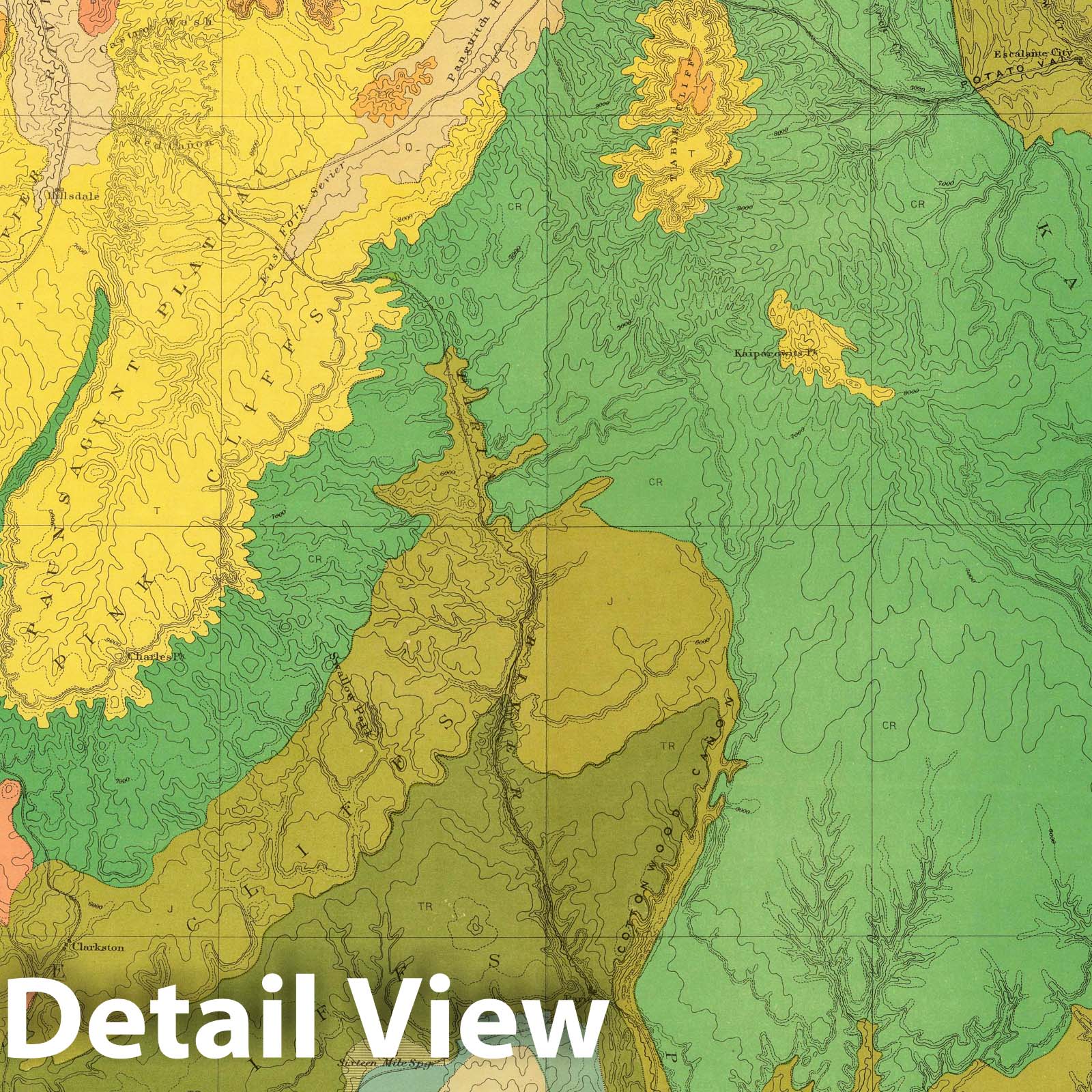 Grand Canyon District, Arizona and Utah - Geology Map, 1882