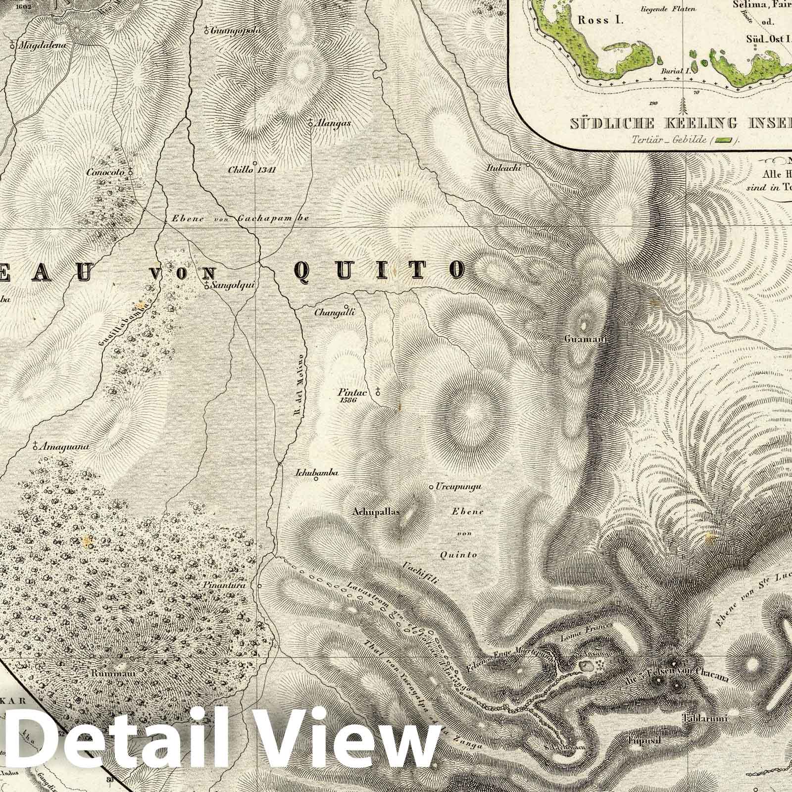 Quito Plateau, Himalayas, and Java Crater - Geological Maps, 1844