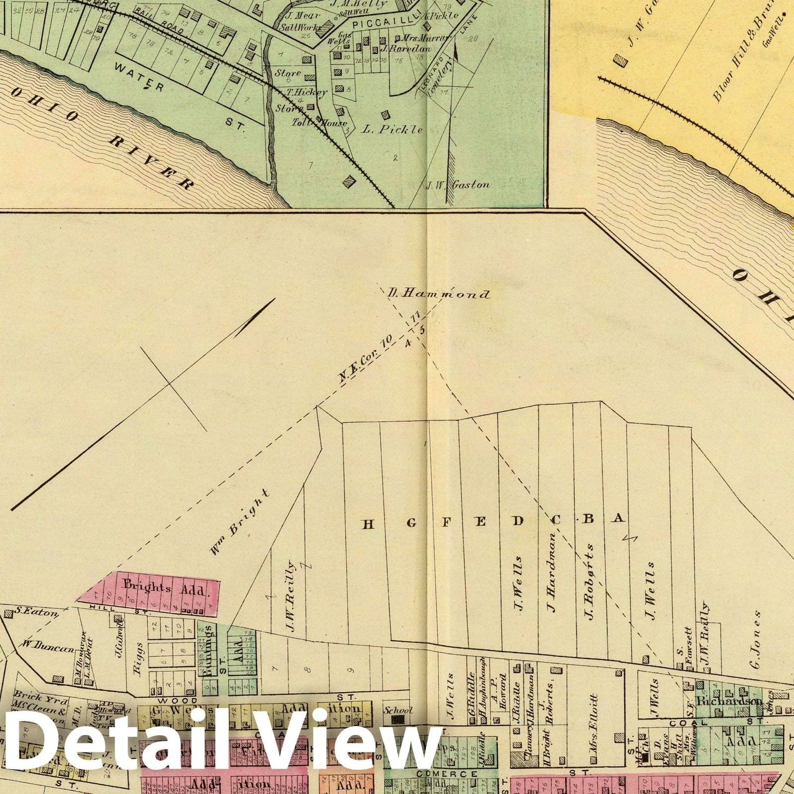 Upper Ohio River and Valley: Pittsburgh to Cincinnati, 1877 - Historical Atlas Map Print