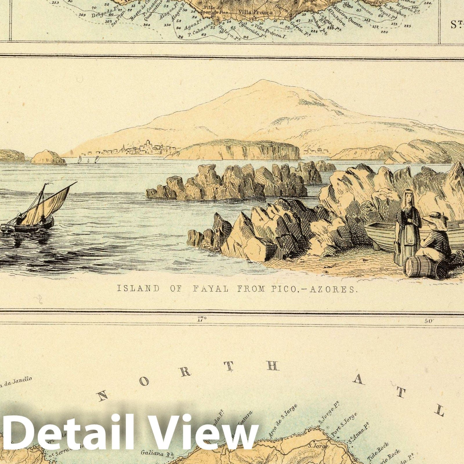 Portuguese Islands: Azores and Madeira, 1872 - Historical Atlas Map Print