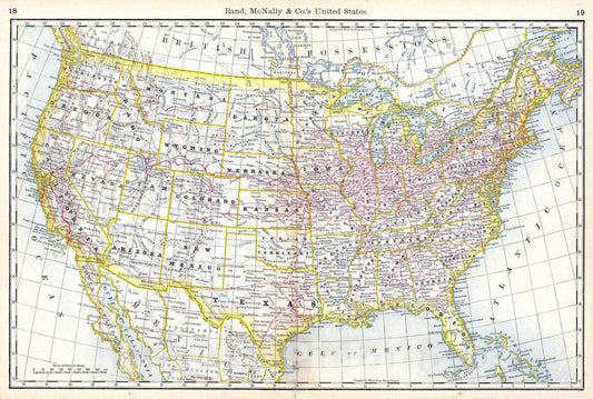 Historic Map : National Atlas - 1879 United States. - Vintage Wall Art