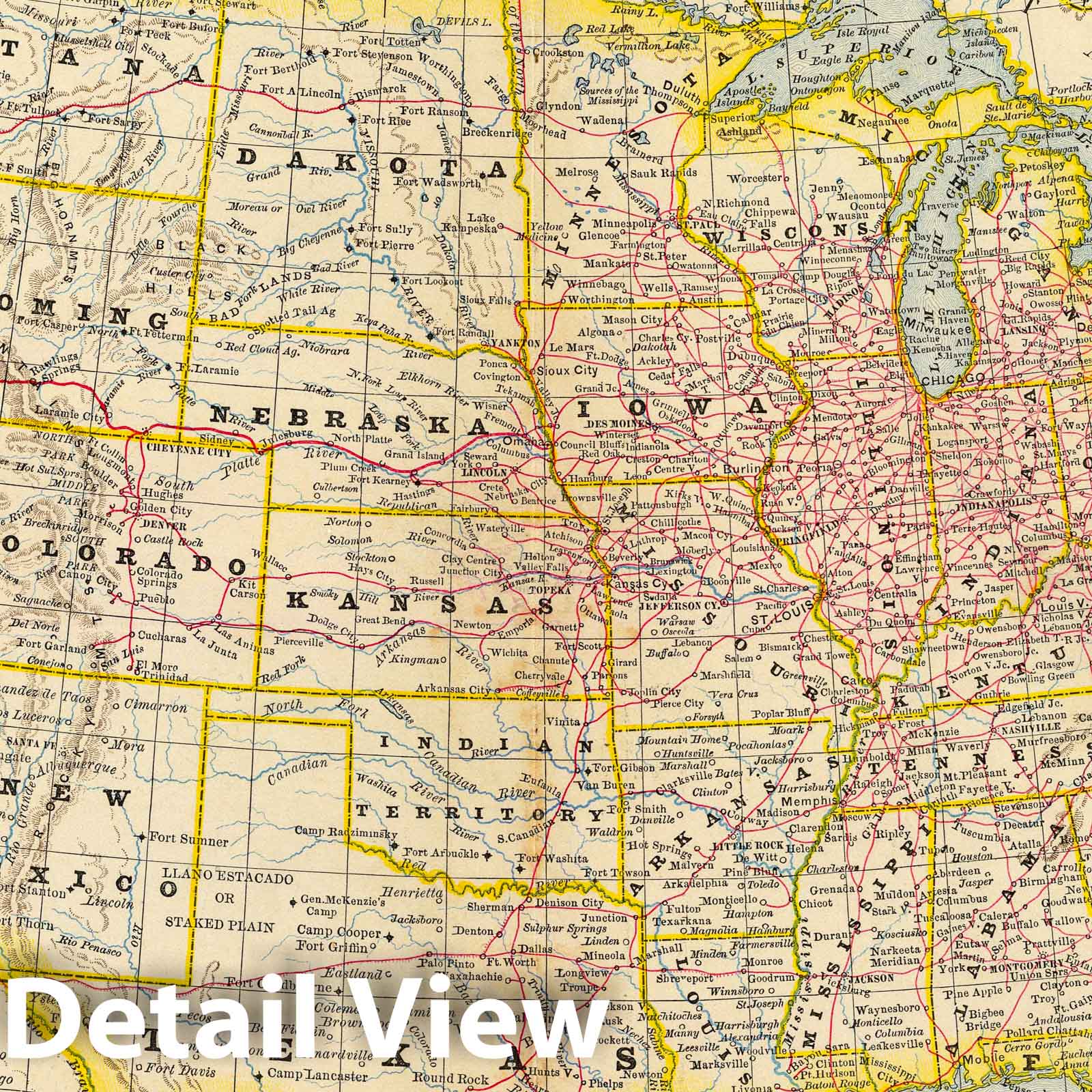 United States - Railroad Map, 1879 - Historical Map Print