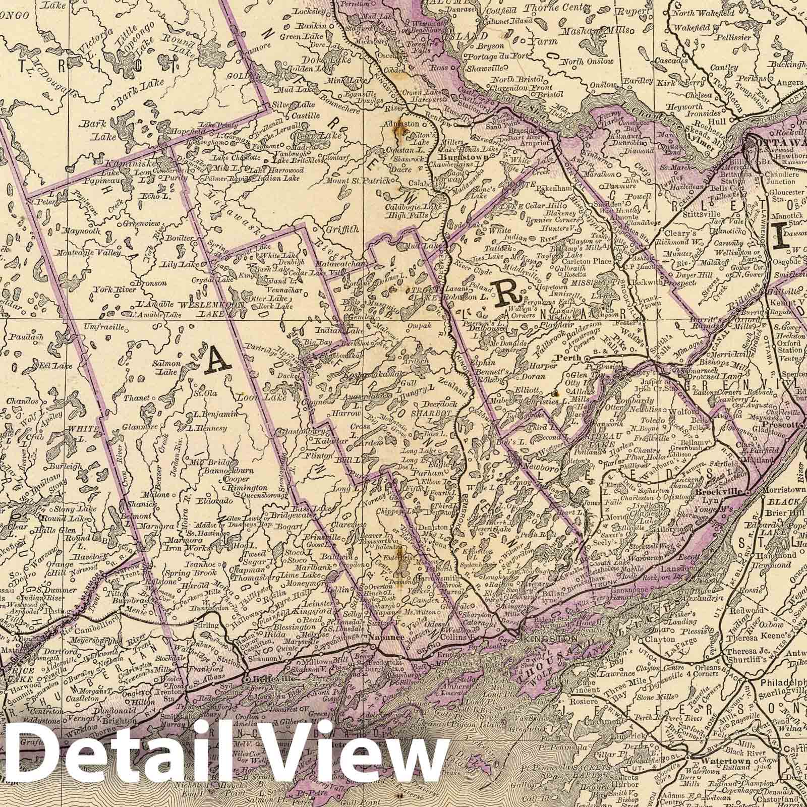 Ontario (Eastern Part) - Railroad Map, 1879 - Historical Map Print