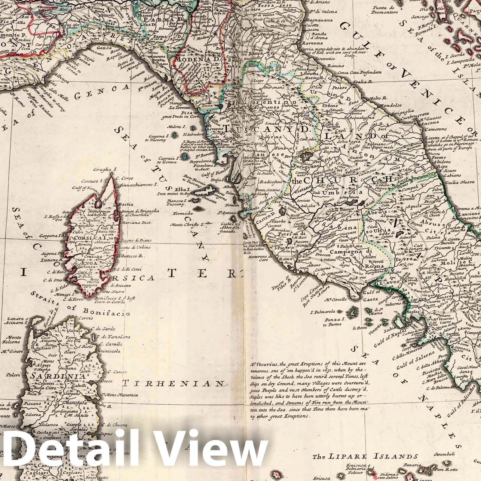 Italy 1732 Historical Map Print - Herman Moll Atlas Reproduction