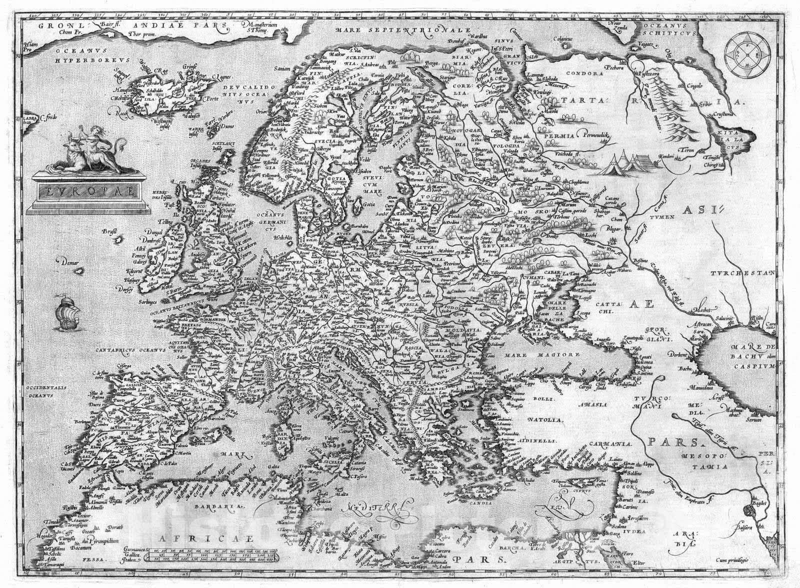 Historic Map : 1570 (5) Europae. - Vintage Wall Art