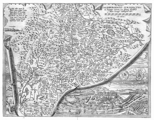 Historic Map : Austria , Salzburg, Austria, 1570 (28) Salisburgensis Iurisdictionis. , Vintage Wall Art
