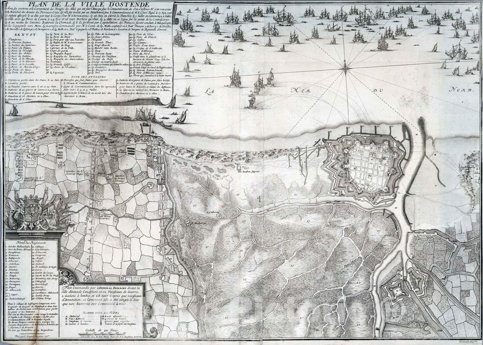Historic Map : Ostend , Belgium 1706 32. Plan du Siege de Ostende, (Ostend), Belgium). 1706. , Vintage Wall Art