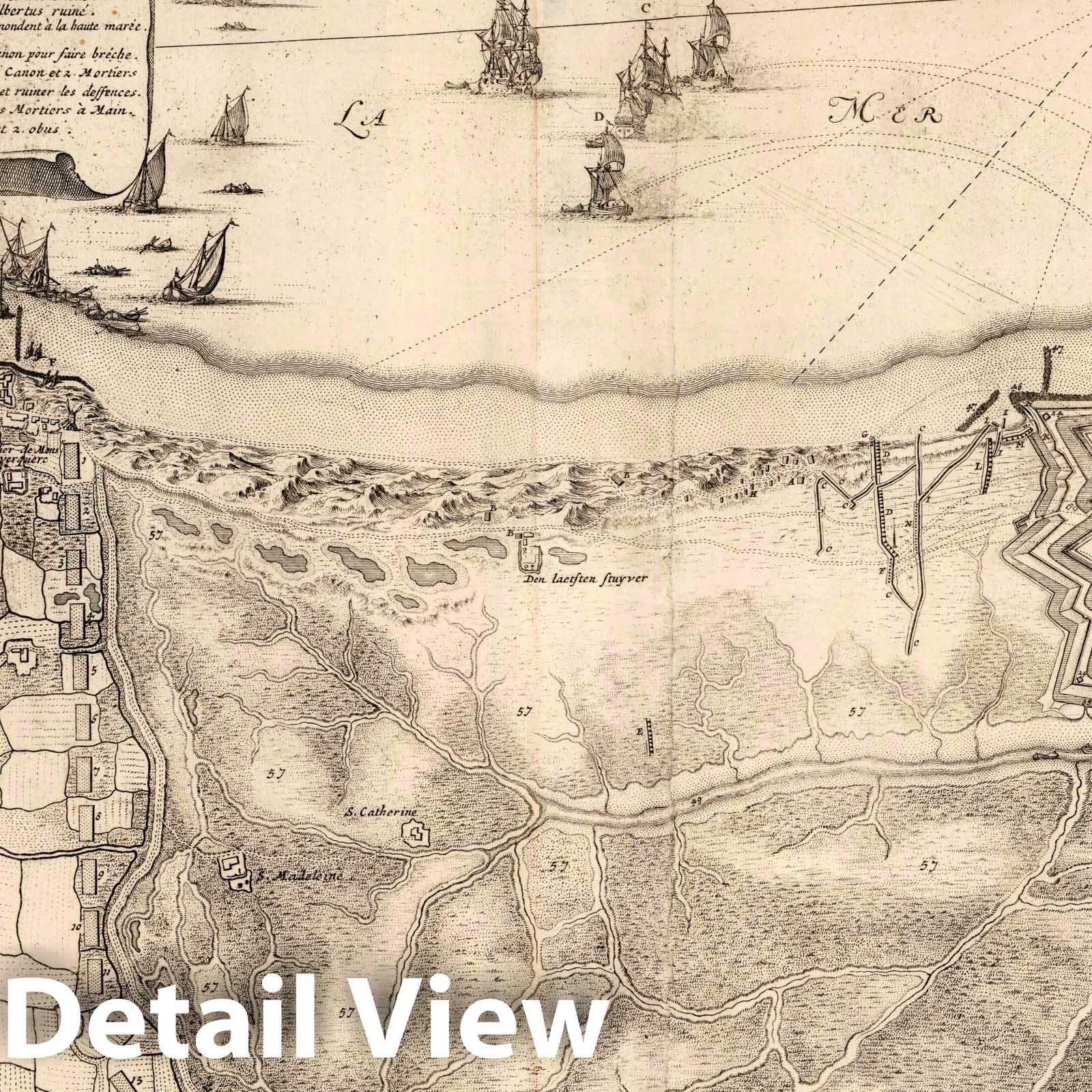 Ostend, Belgium - Military Map, 1706 - Historical Map Print