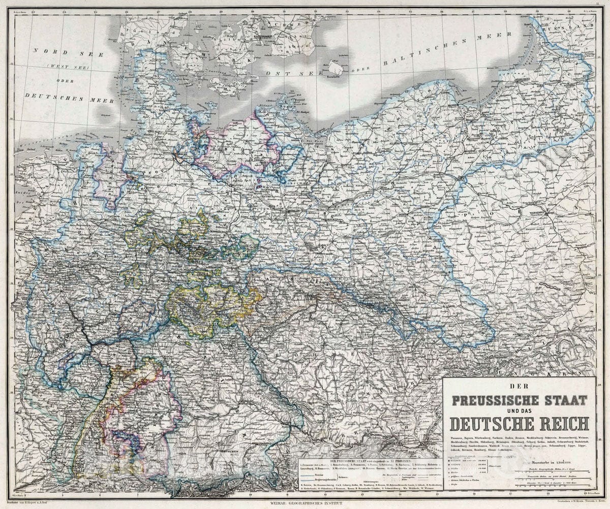 Historic Map : 1875 Prussian State and the German Empire. - Vintage Wall Art