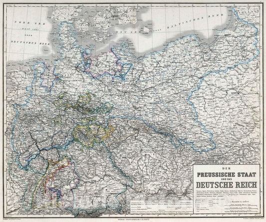Historic Map : 1875 Prussian State and the German Empire. - Vintage Wall Art