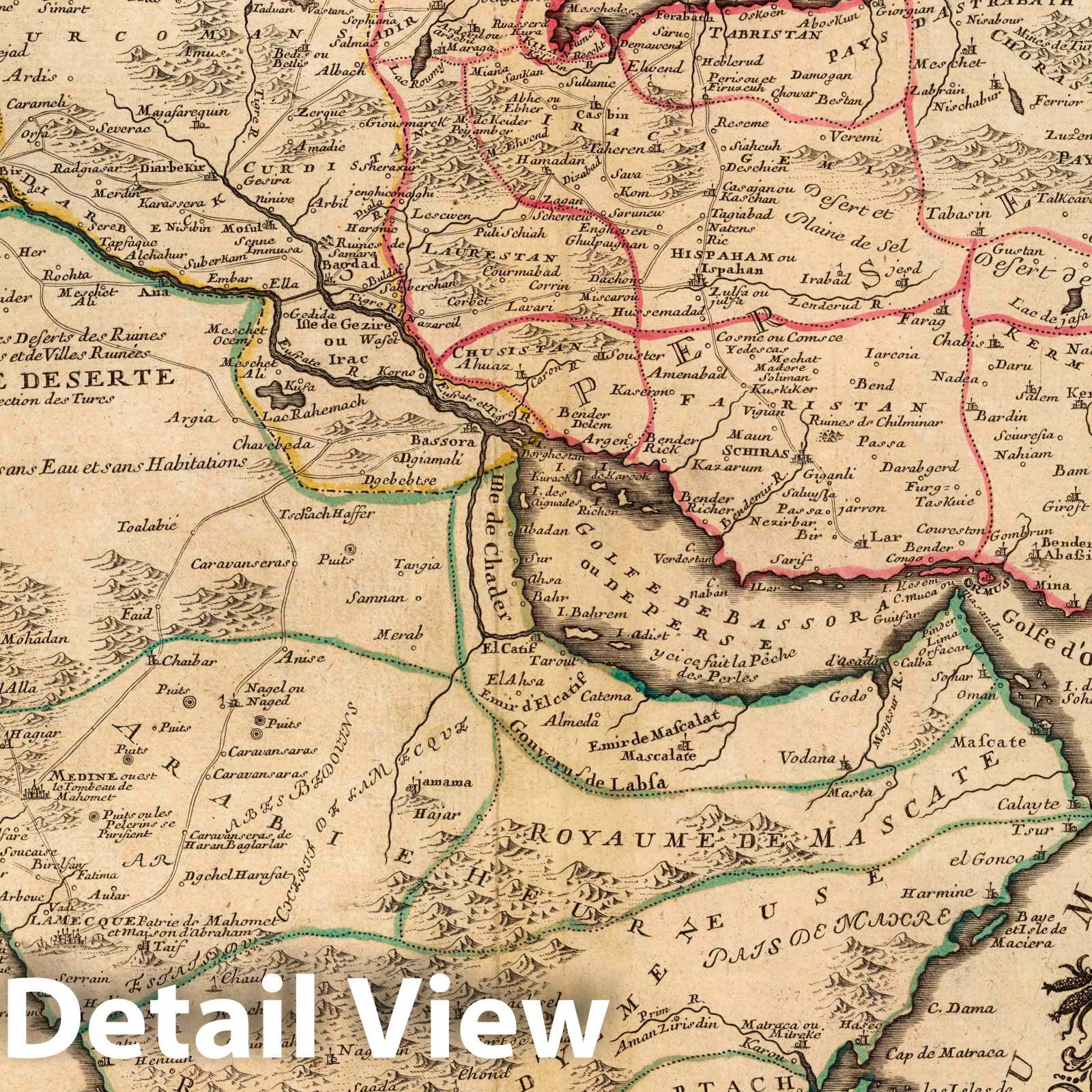 Persia, Georgia, Anatolia, Arabia, Egypt & Nile River 1724 Historical Map Print
