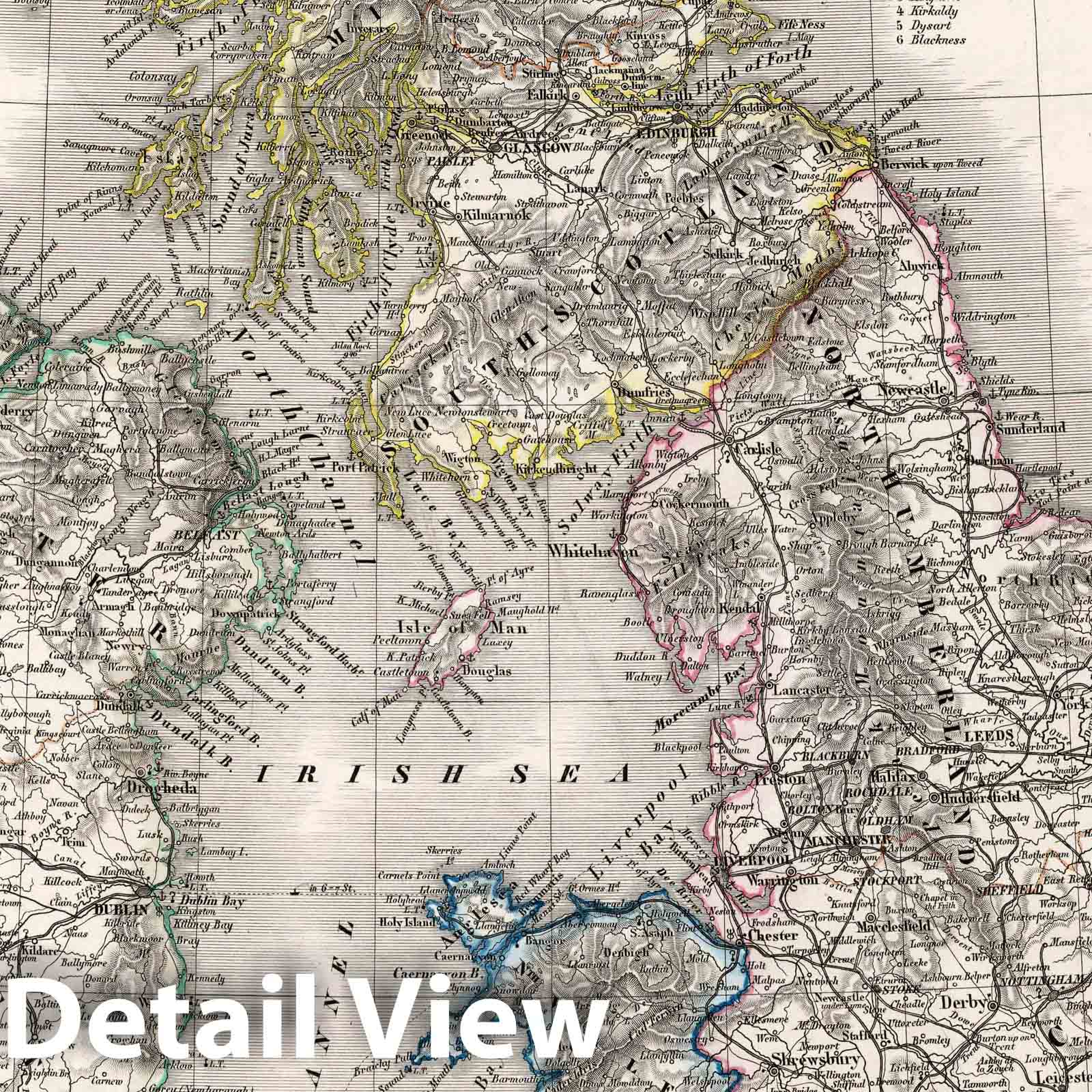 Great Britain and Ireland with Shetland Islands, Heligoland, Gibraltar, Malta - 1854 Railroad Map Print