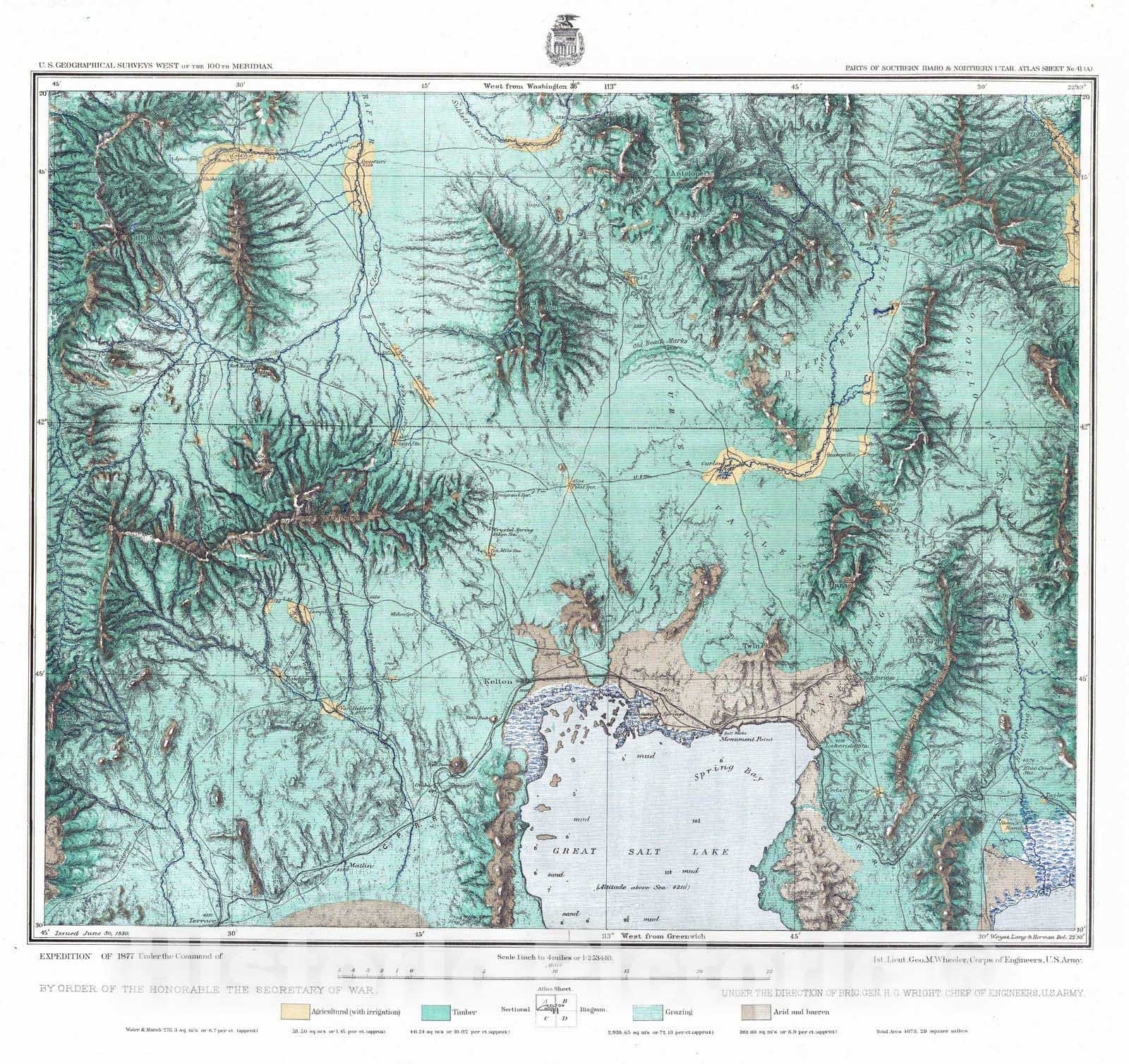 Historic Map : 1880 41A. Parts Of Southern Idaho & Northern Utah. v2 - Vintage Wall Art
