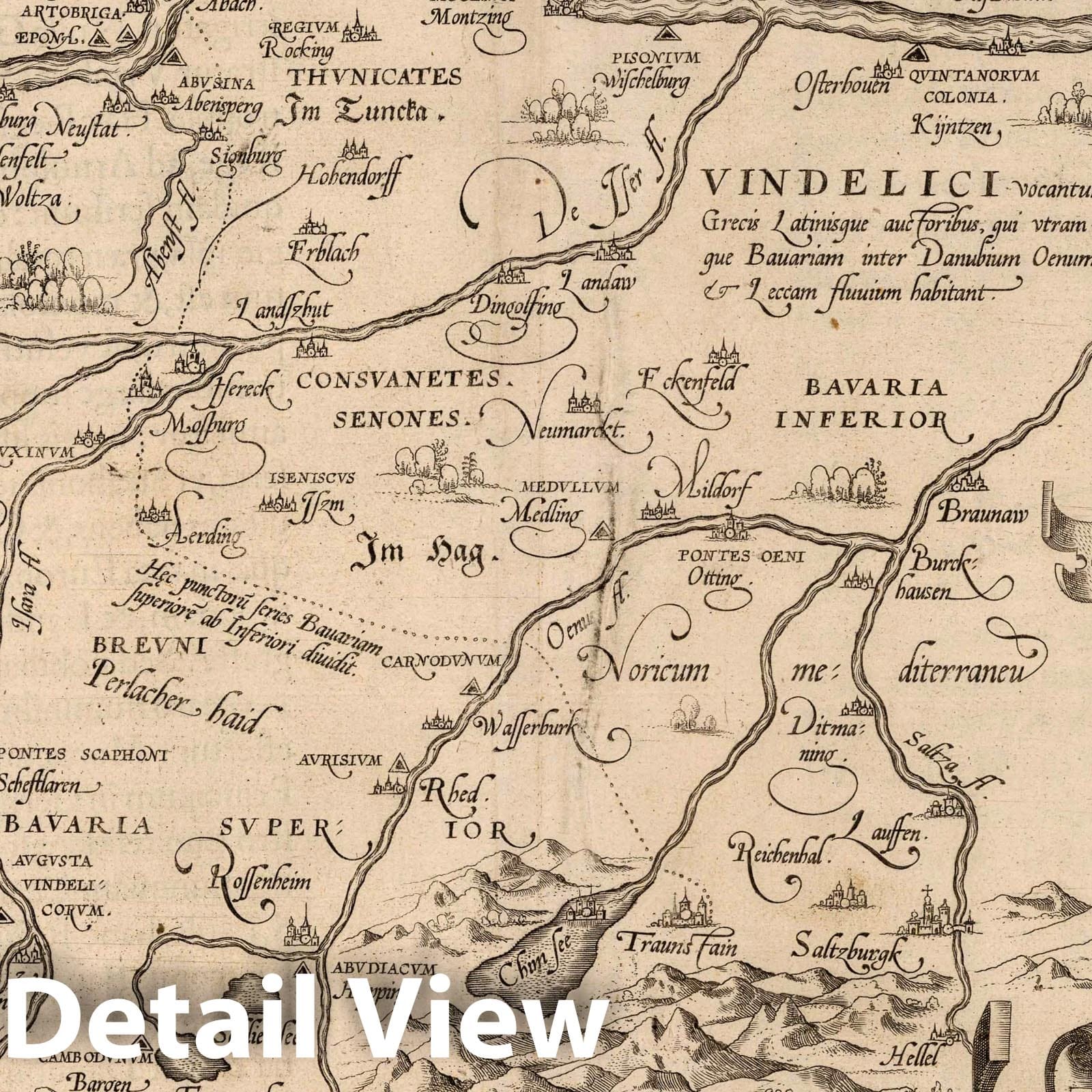 Bavaria 1570 Map Print - Ortelius Theatrum Orbis Terrarum Atlas Plate