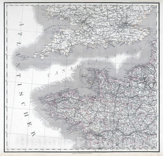 Historic Map : 1879 Northwest France. - Vintage Wall Art