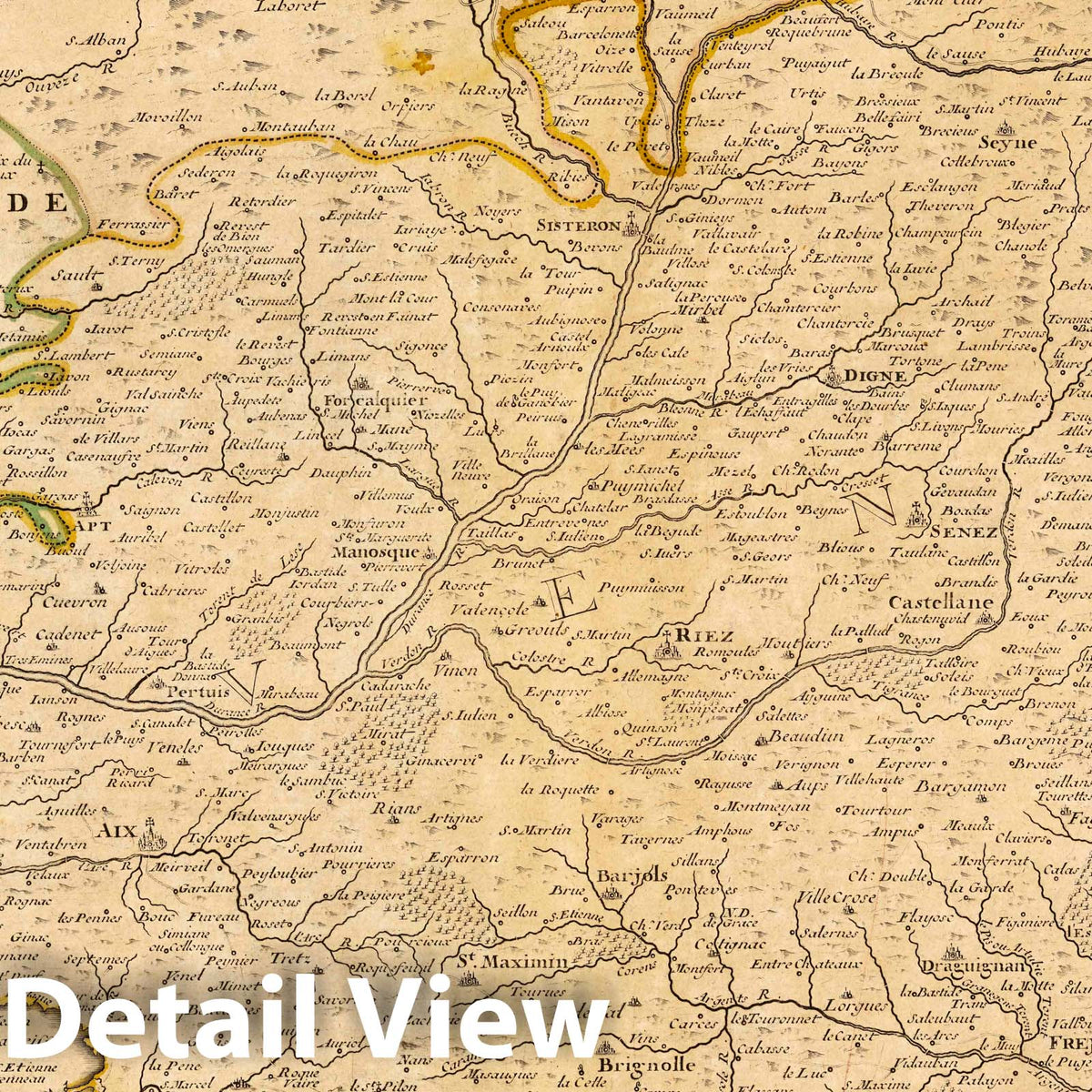 Provence - River Map, 1708 - Historical Map Print