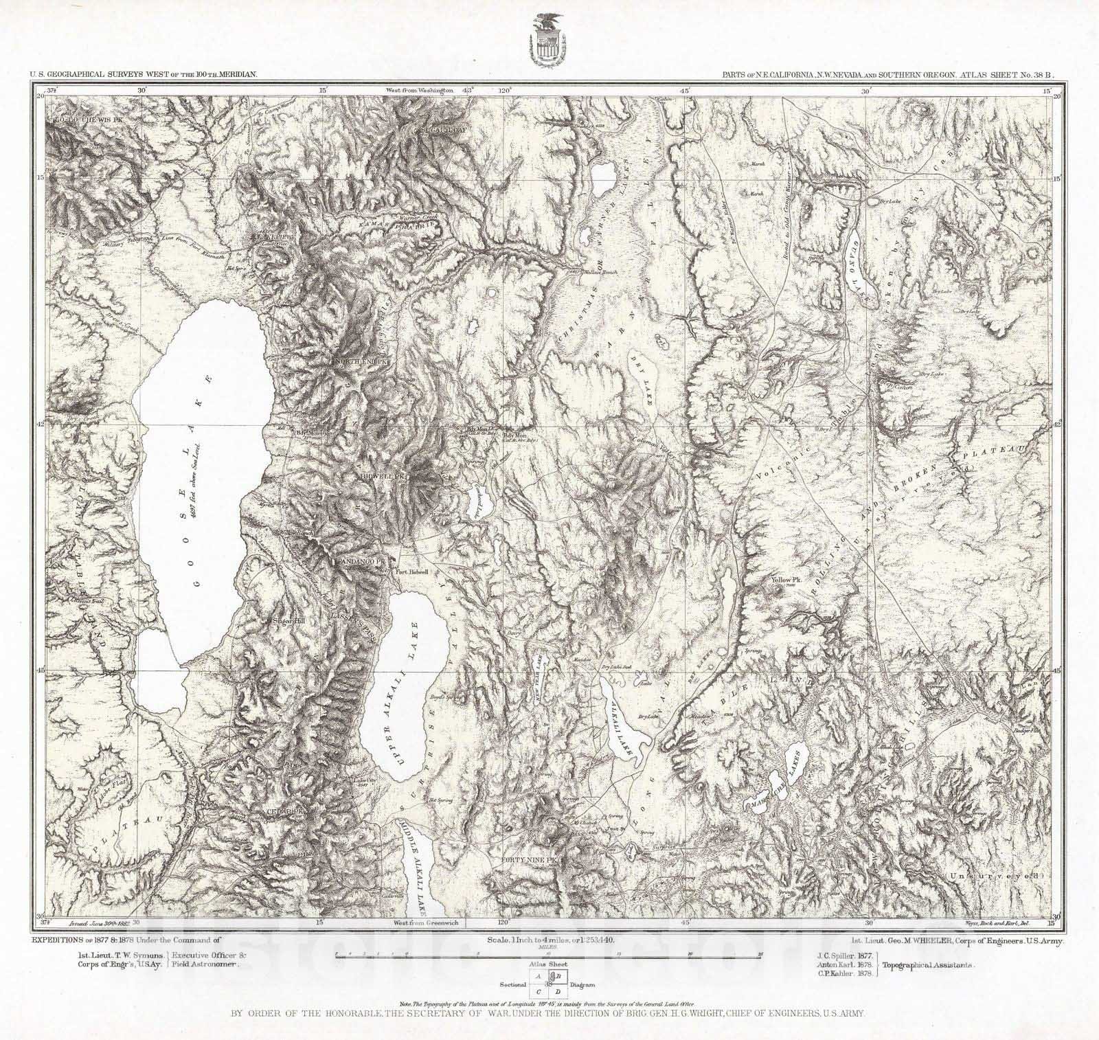 Wheeler Survey: California, Nevada, Oregon - Geologic Map, 1882