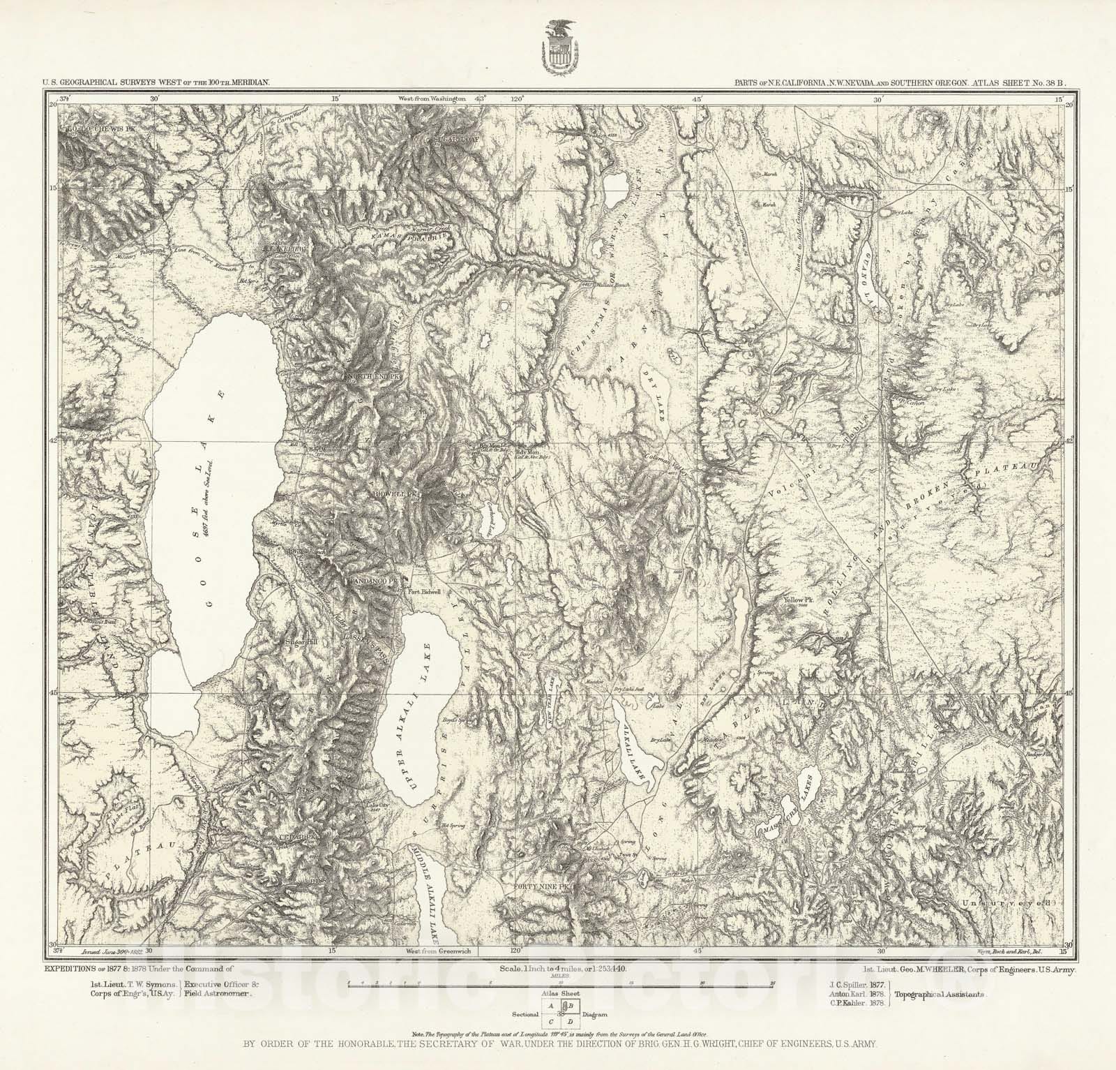 Historic Map - National Atlas - 1882 38B. Parts Of N.E. California, N.W. Nevada And Southern Oregon. - Vintage Wall Art