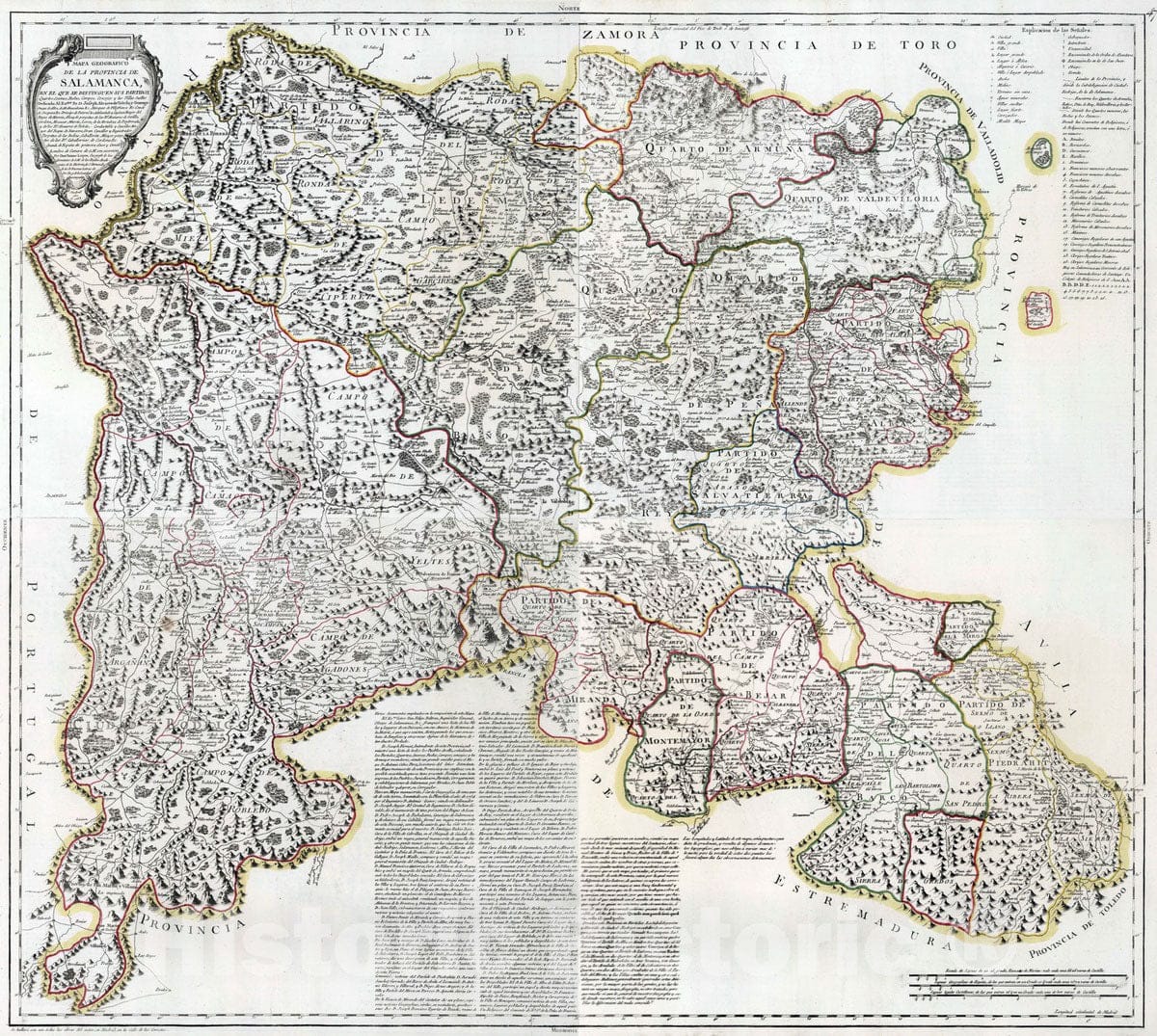 Historic Map : Spain, 1783 Composite map: 46-49. Mapa geografico de la provincia de Salamanca , Vintage Wall Art