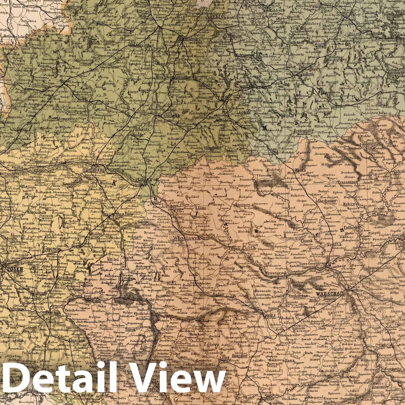 Prussia, Posen, Poland, and Belarus, 1886 - Historical Map Print