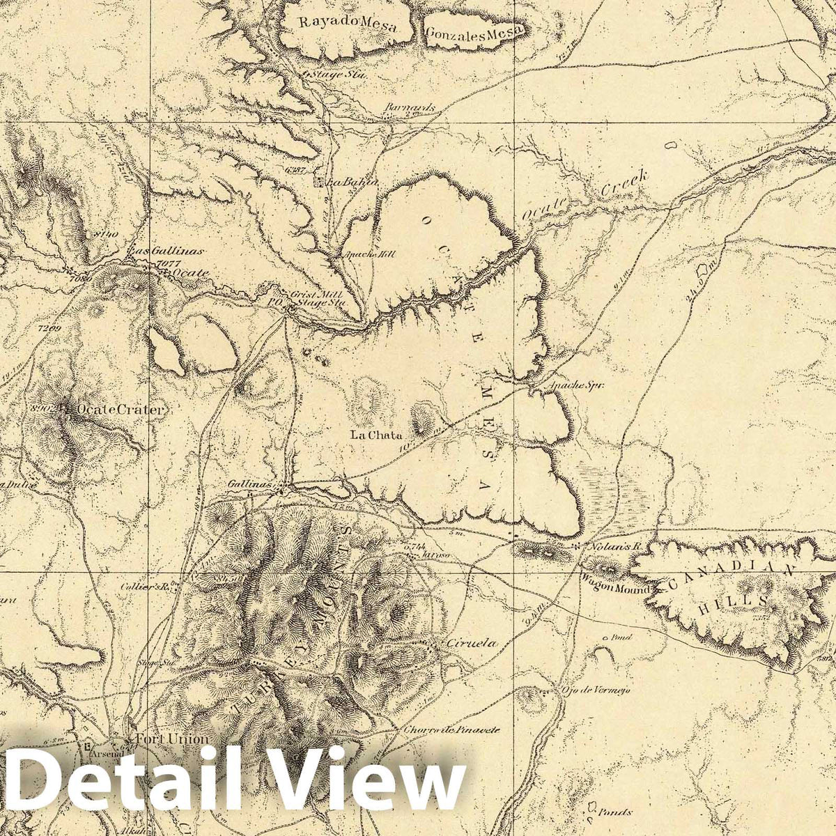 North Central New Mexico Geologic Map, 1877 - Historical Map Print
