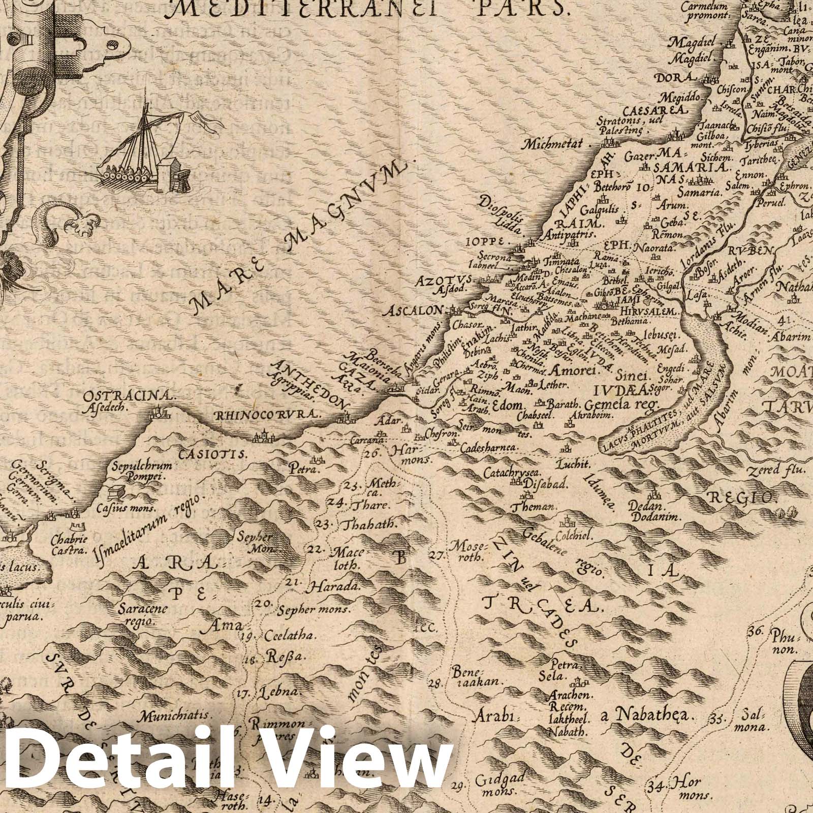 Palestine - Route Map, 1570 - Historical Map Reproduction